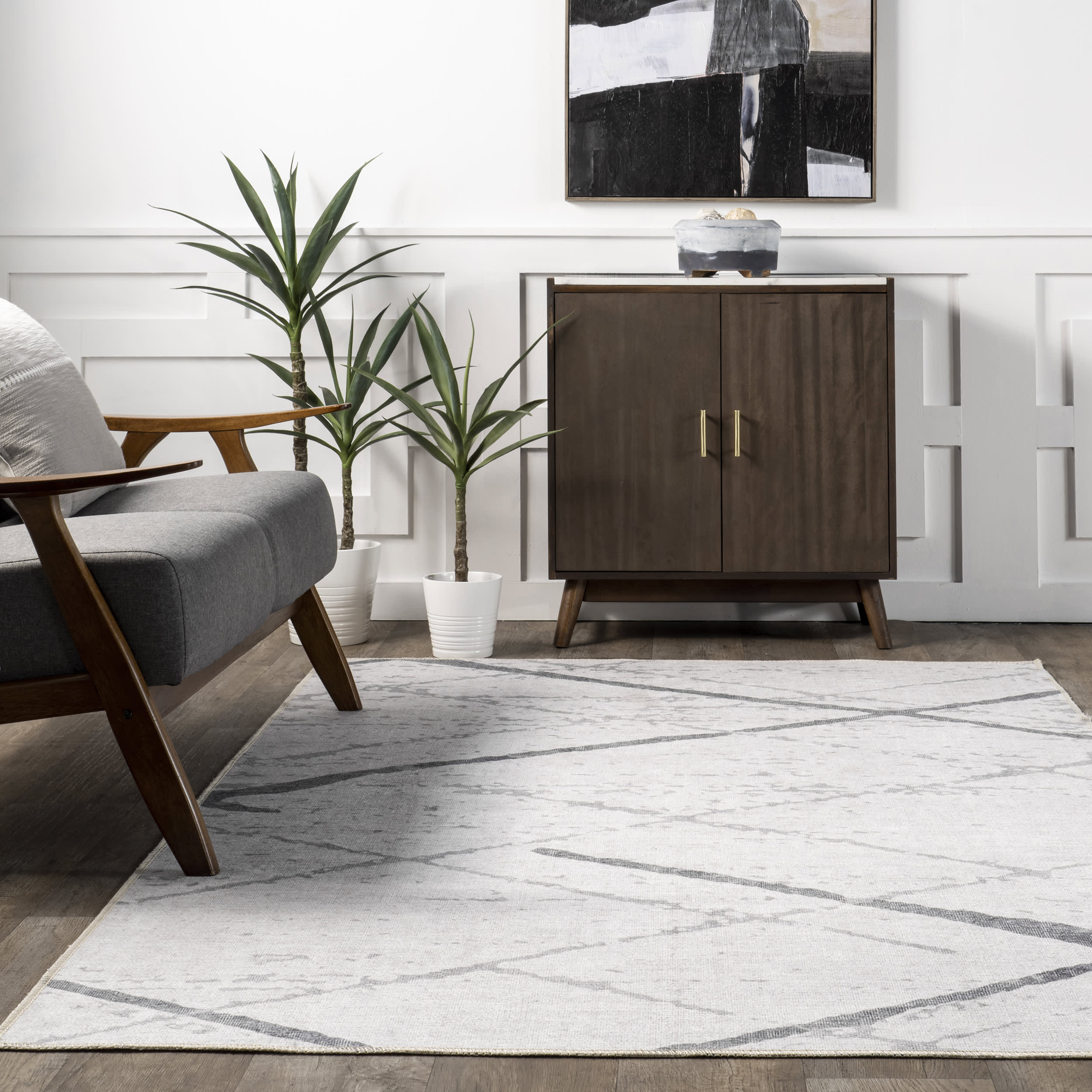 Claudetta Reversible Washable Rug | Beige And Blue - Image 5