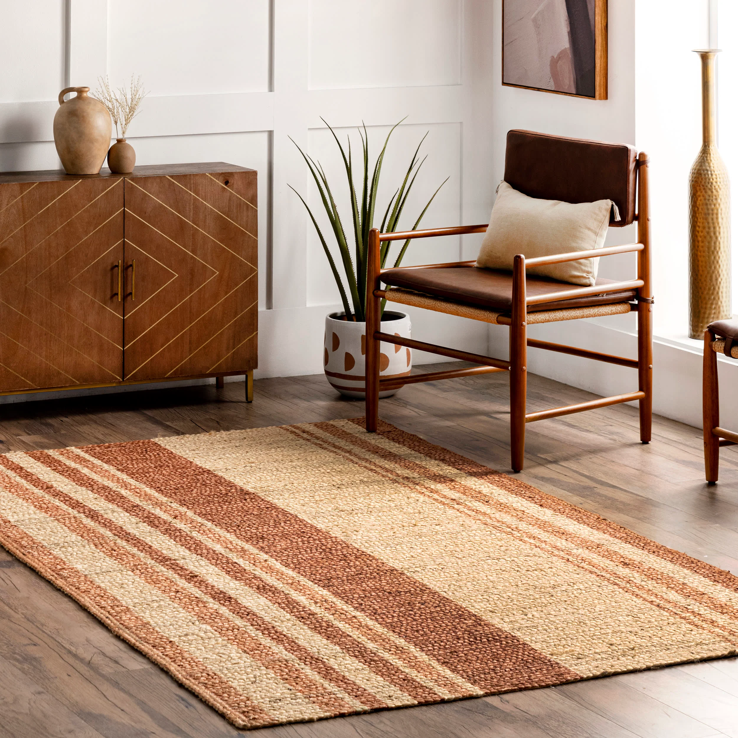 Claudia Striped Jute Rug | Brown - Image 2