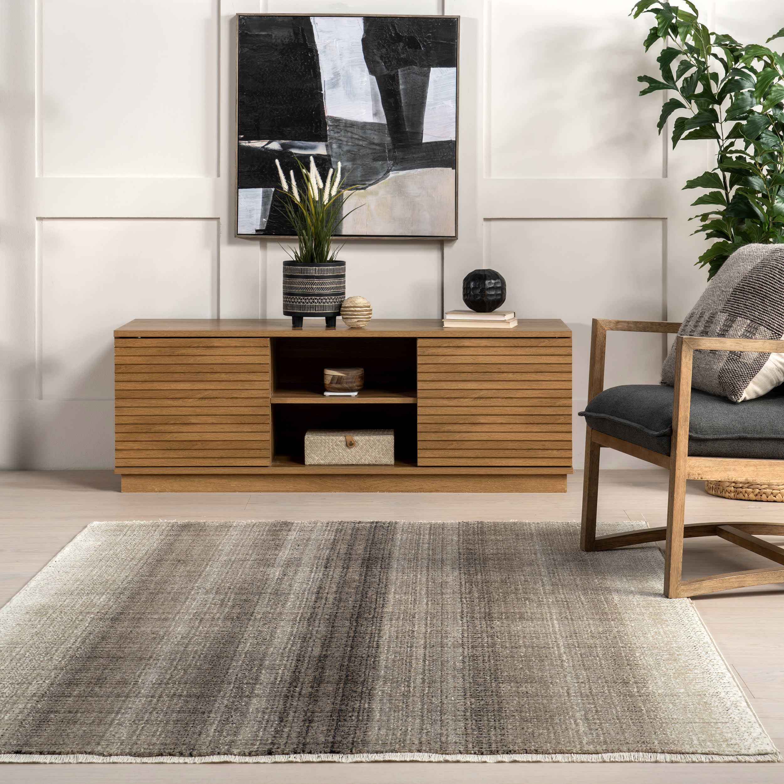 Claudine Rustic Stripe Rug | Brown - Image 4