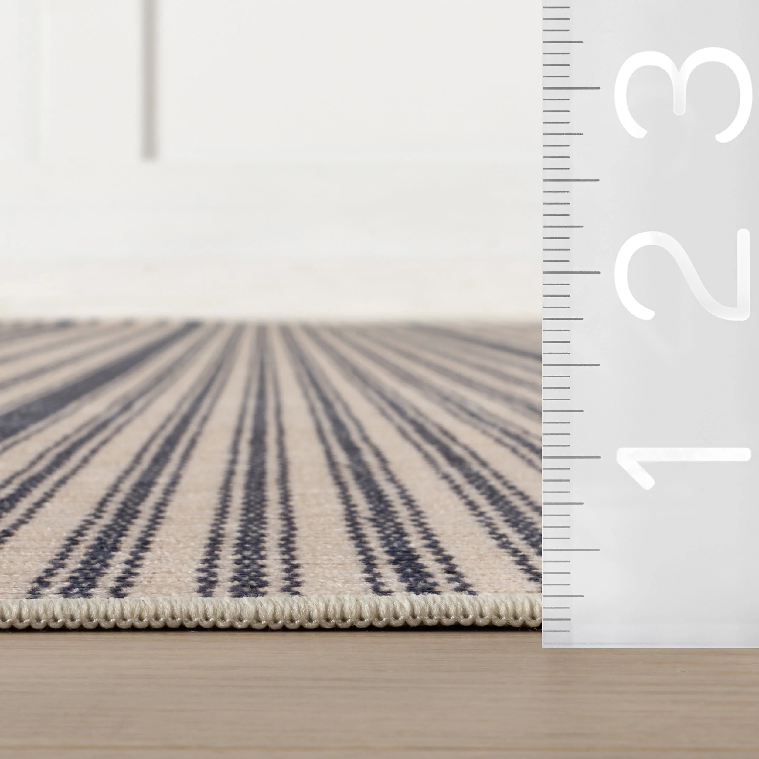 Clemira Coastal Striped Machine Washable Rug | Navy - Image 5