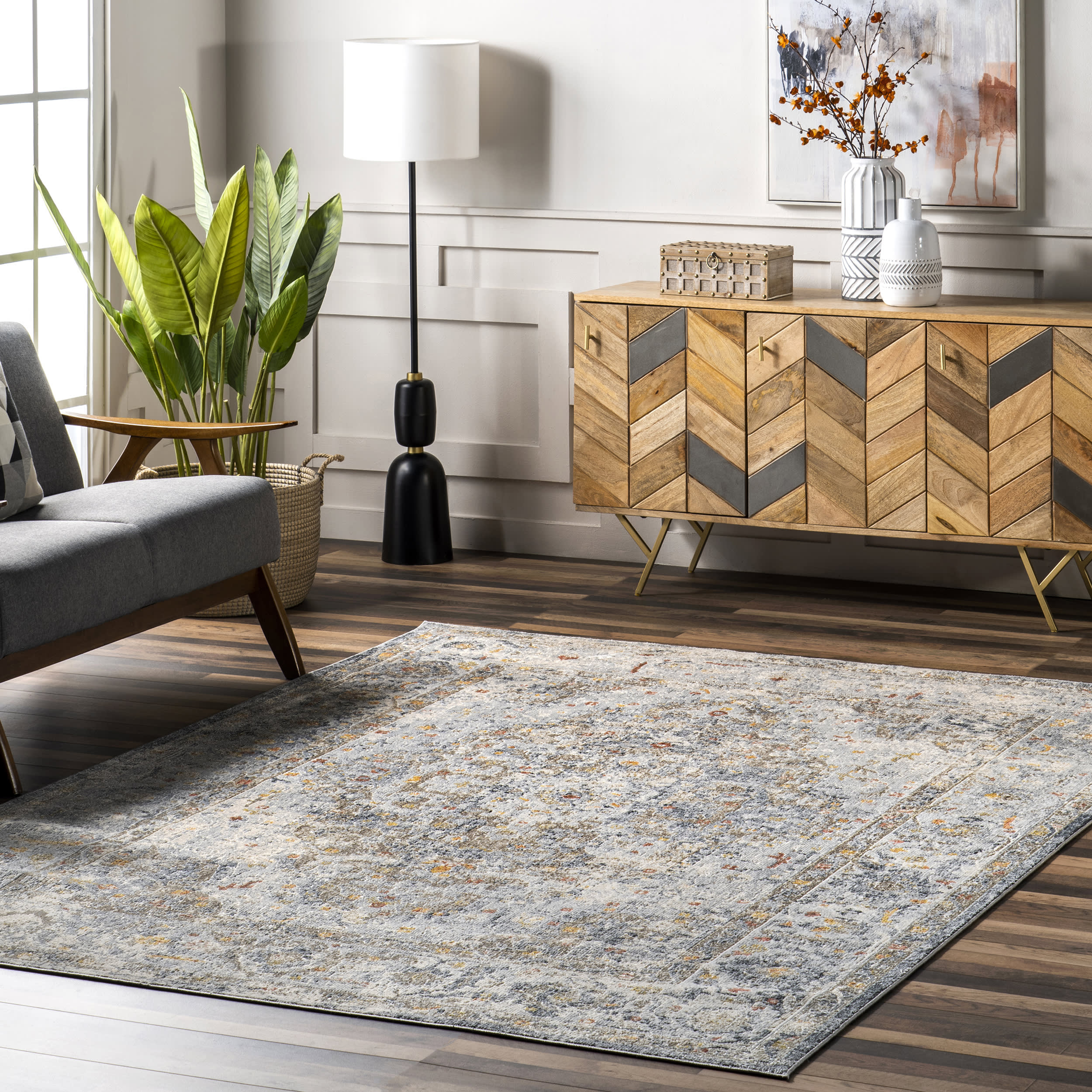 Cloudy Medallion Rug | Light Grey - Image 2