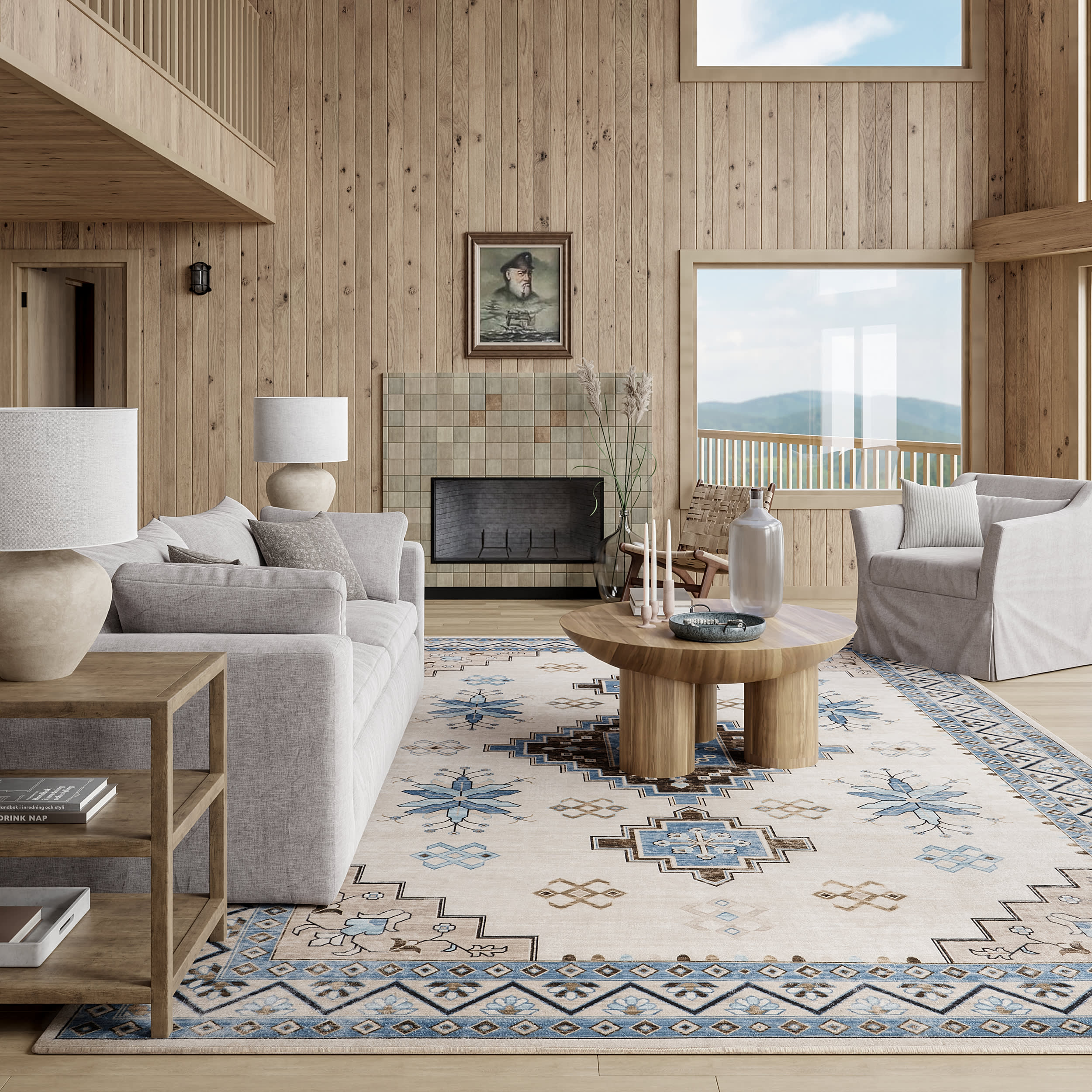 Clovebud Medallion Washable Rug | Blue - Image 2