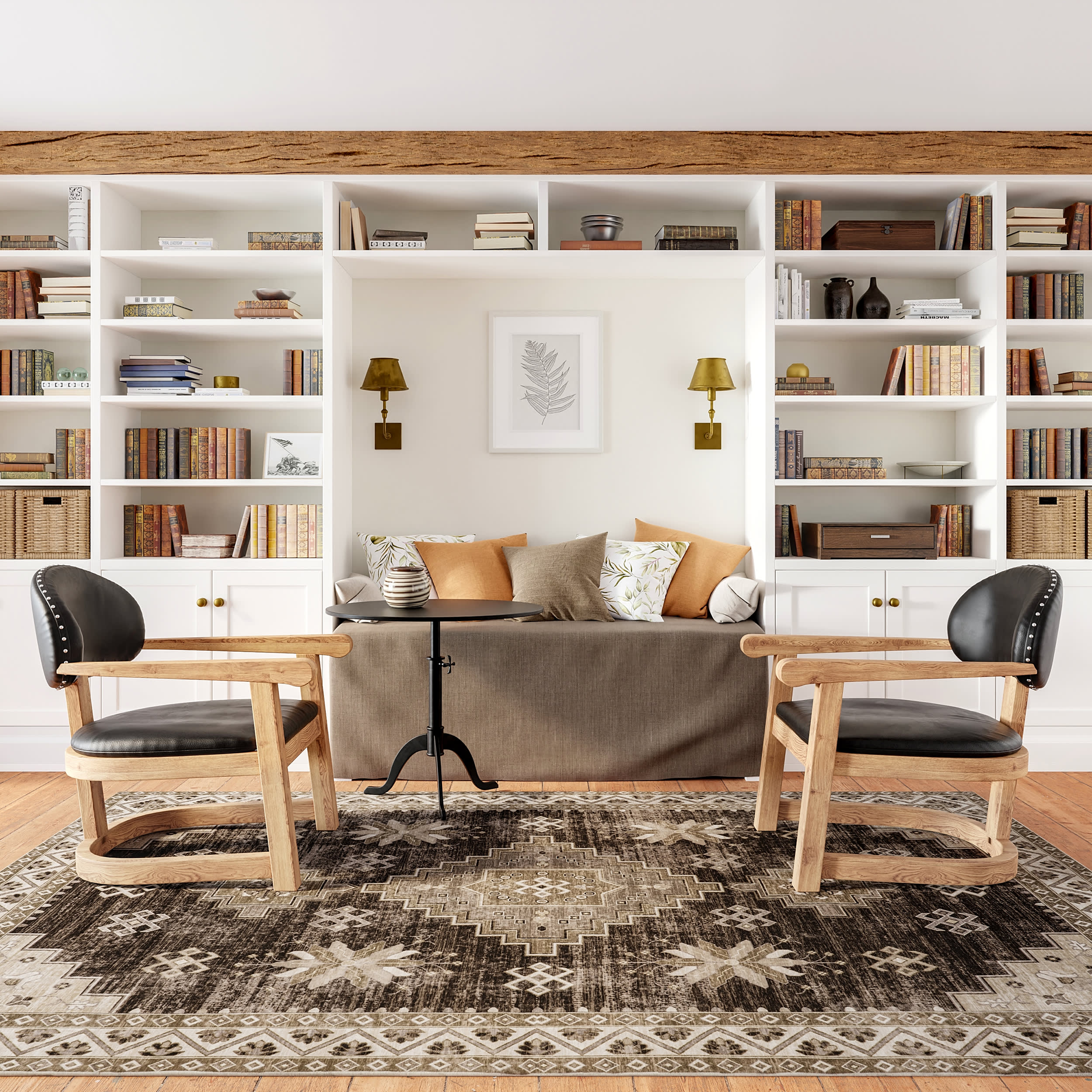 Clovebud Medallion Washable Rug | Brown - Image 2