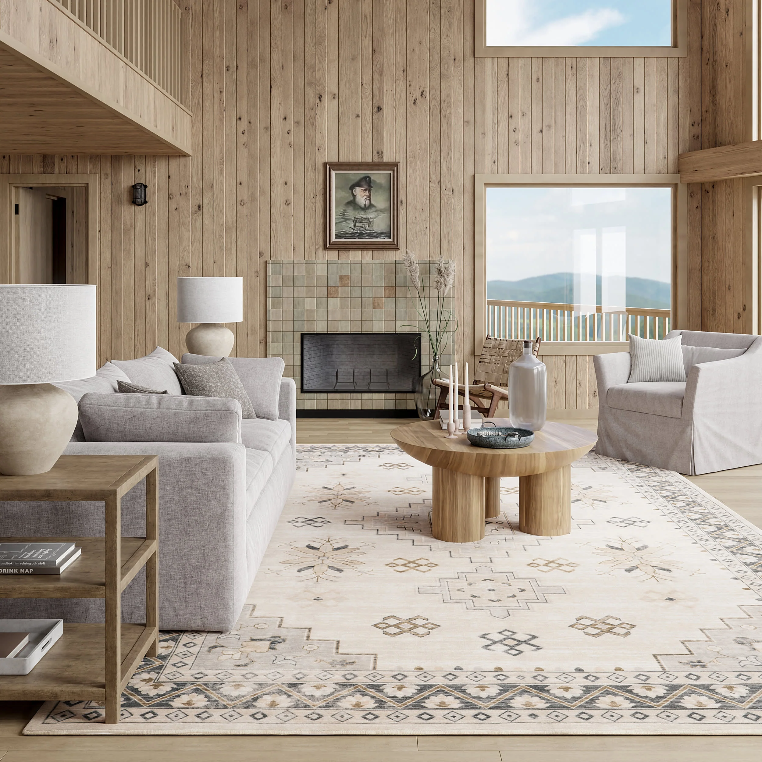 Clovebud Medallion Washable Rug | Grey - Image 2