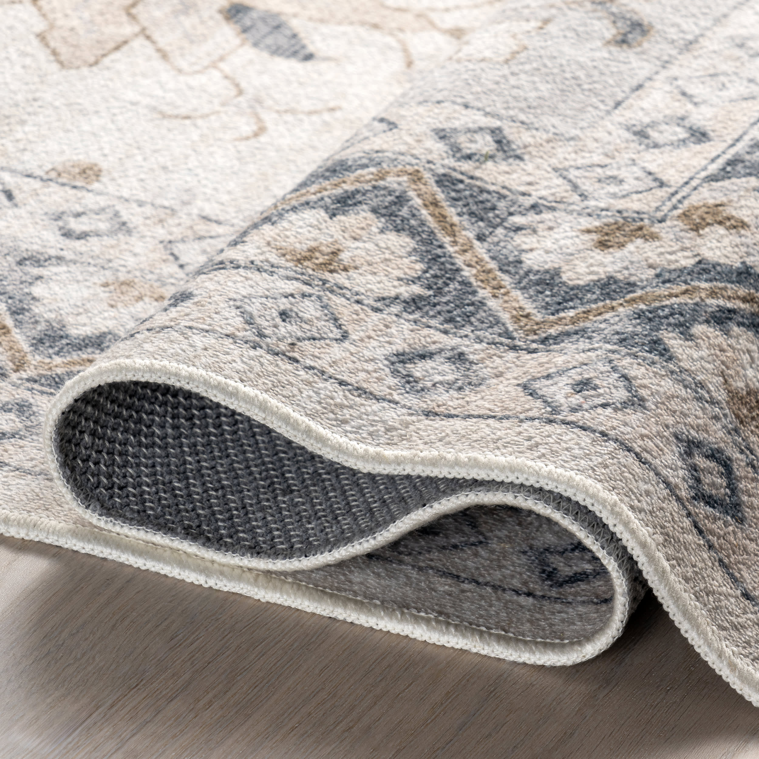 Clovebud Medallion Washable Rug | Grey - Image 8