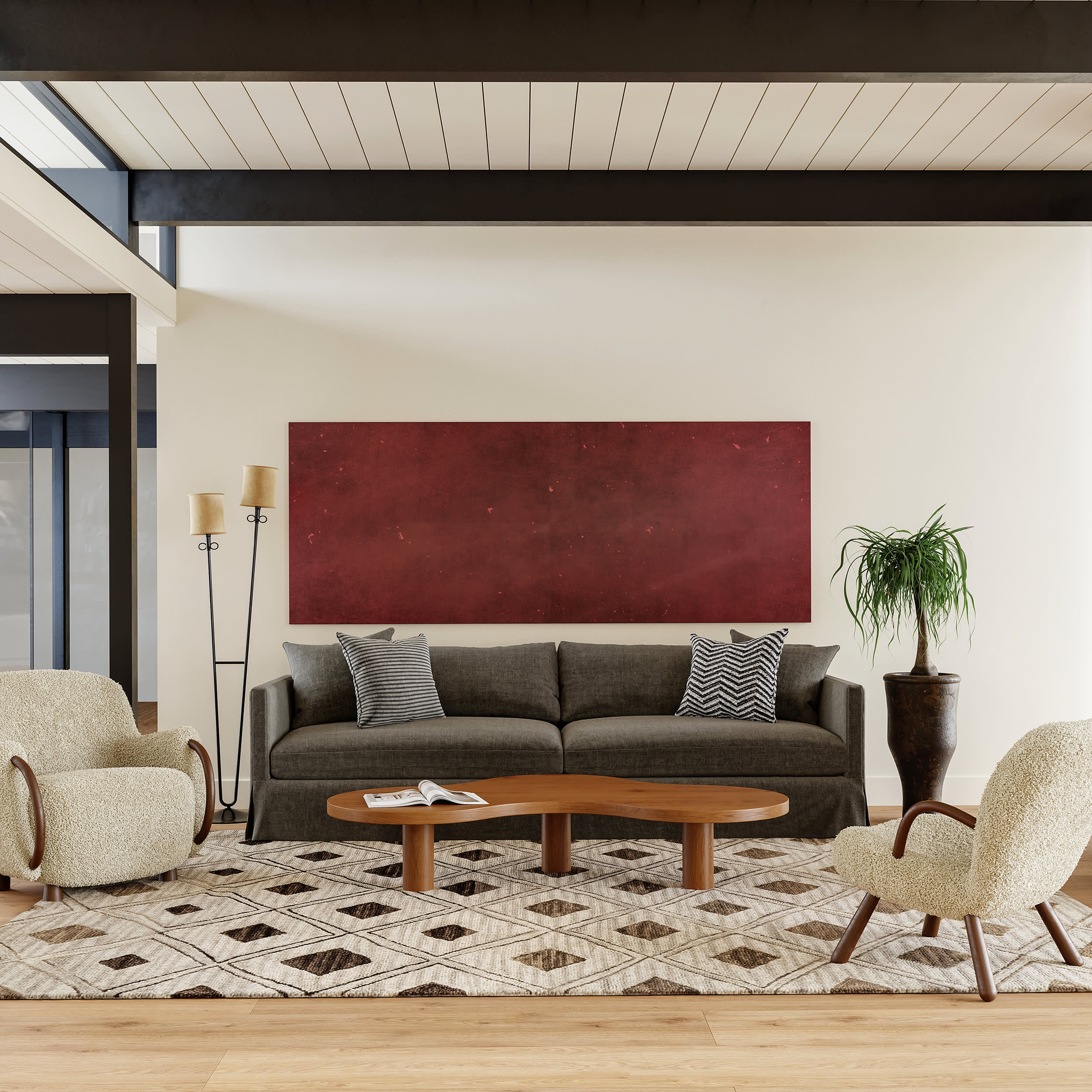 Coco Trellis Wool Rug | Beige - Image 2