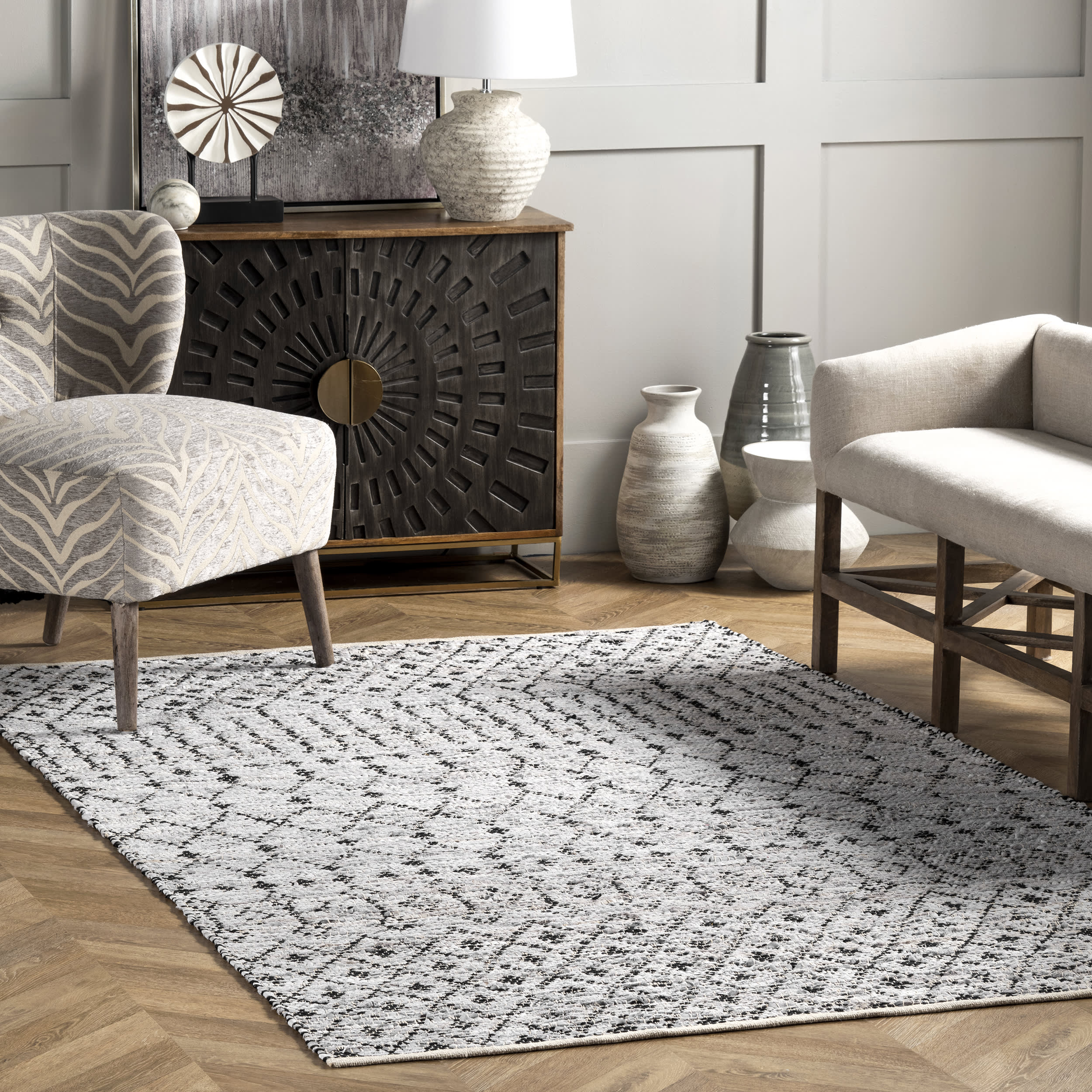 Colby Modern Trellis Rug | Ivory - Image 2