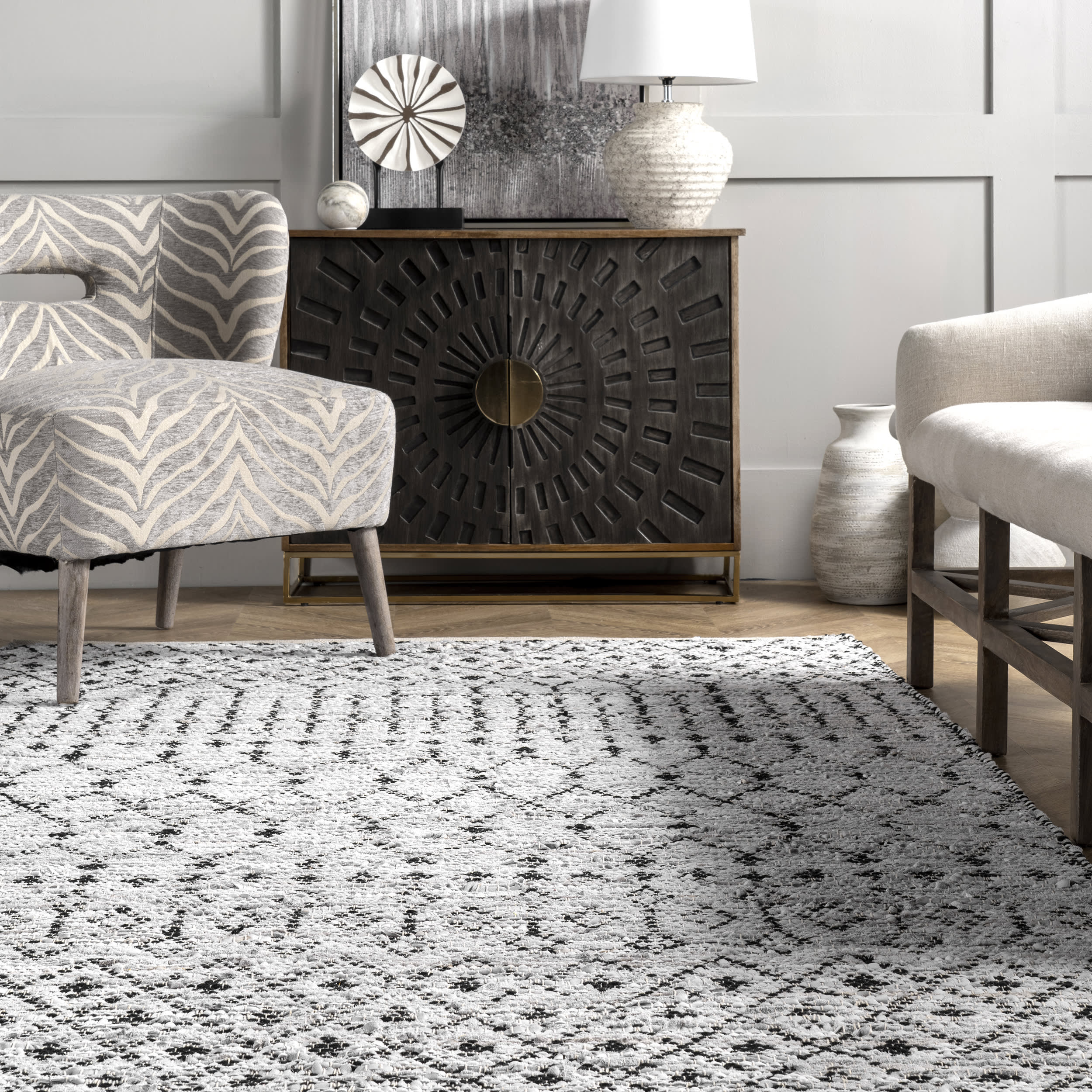 Colby Modern Trellis Rug | Ivory - Image 4