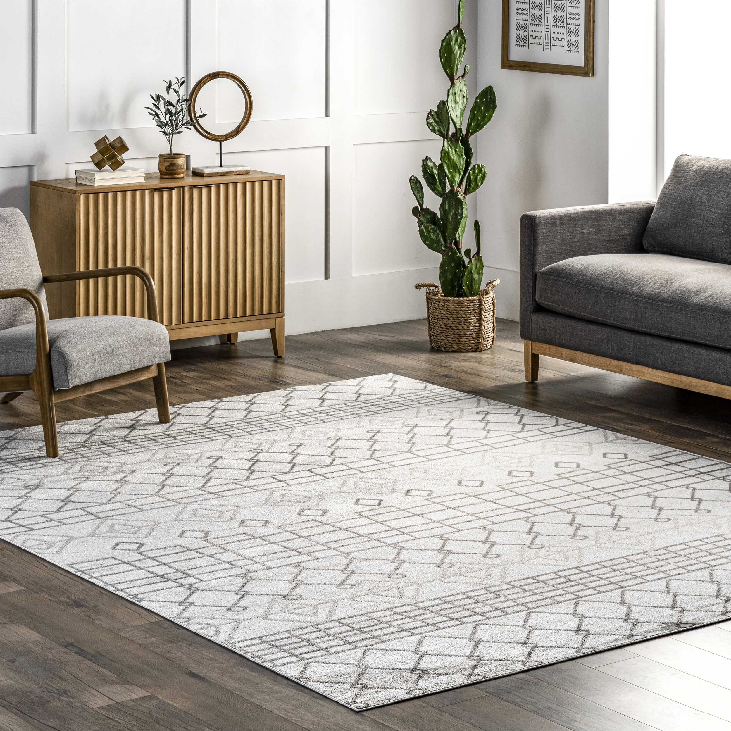 Colleen Washable Geometric Rug | Grey - Image 2