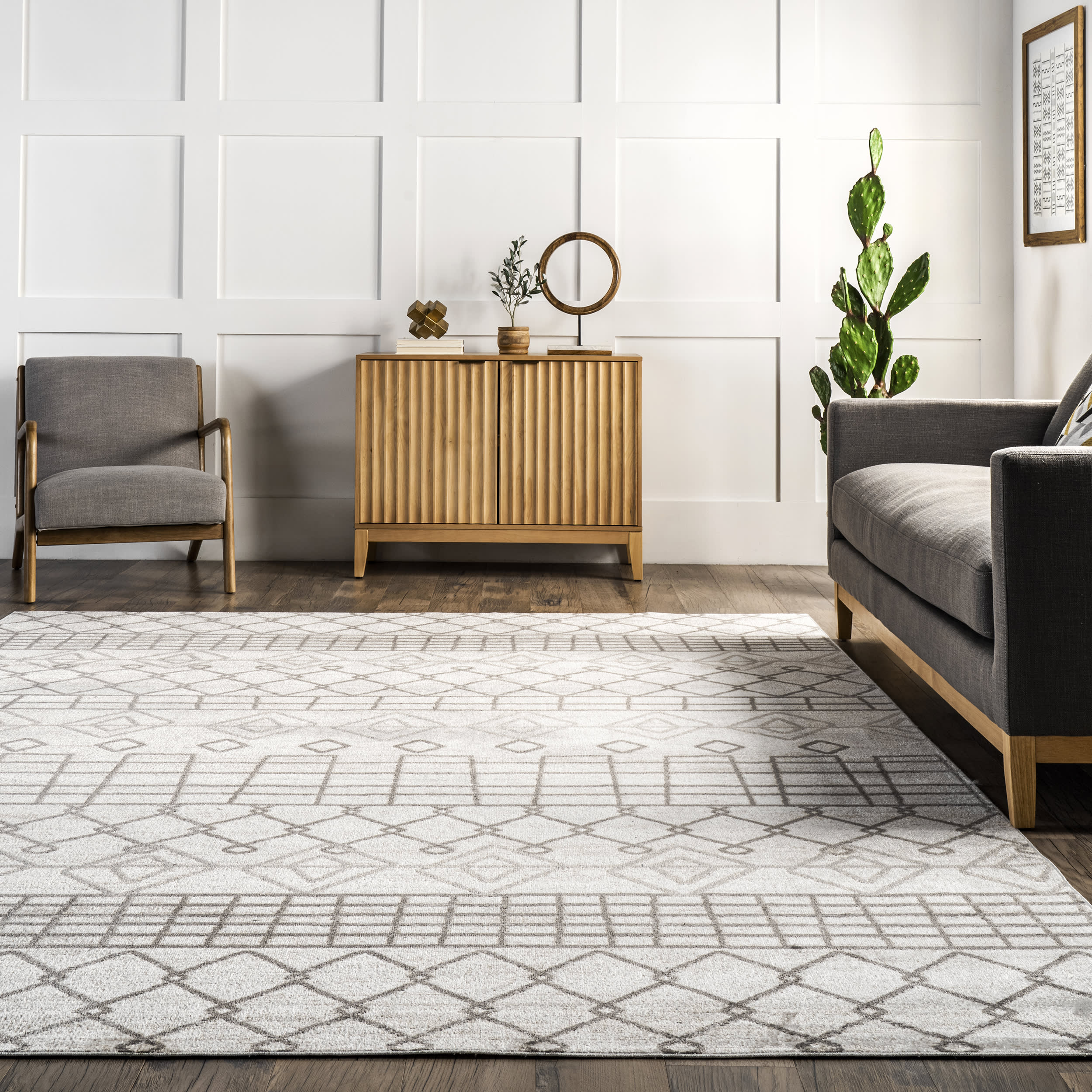 Colleen Washable Geometric Rug | Grey - Image 4