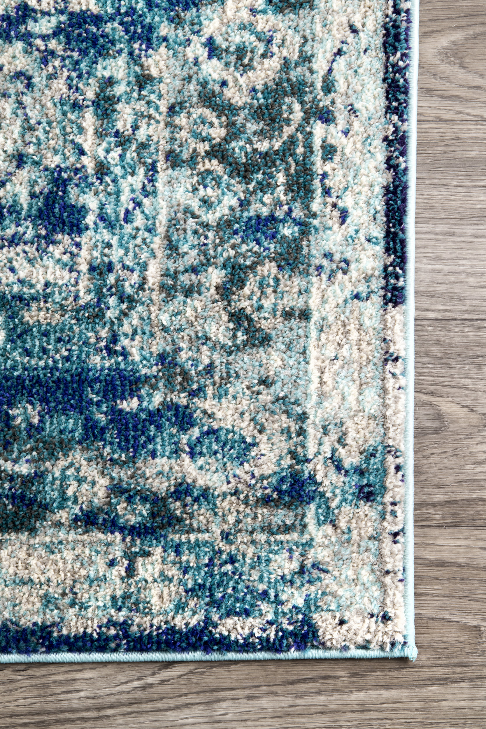 Color Washed Floral Rug | Ocean Blue - Image 3