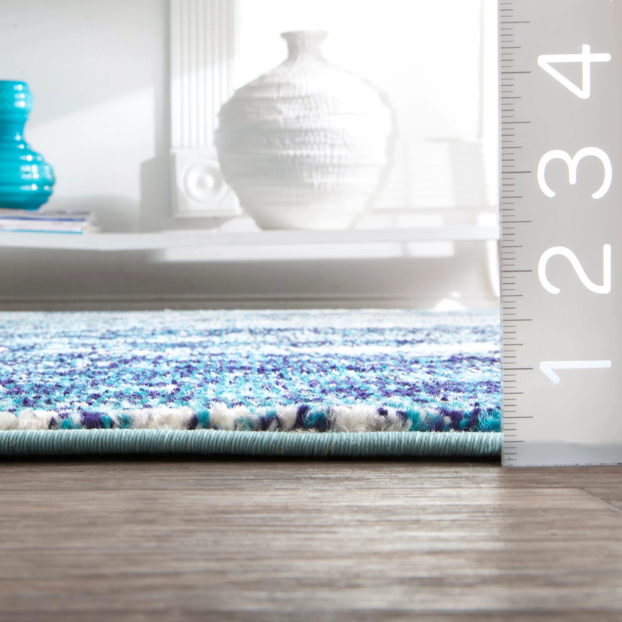 Color Washed Floral Rug | Ocean Blue - Image 5