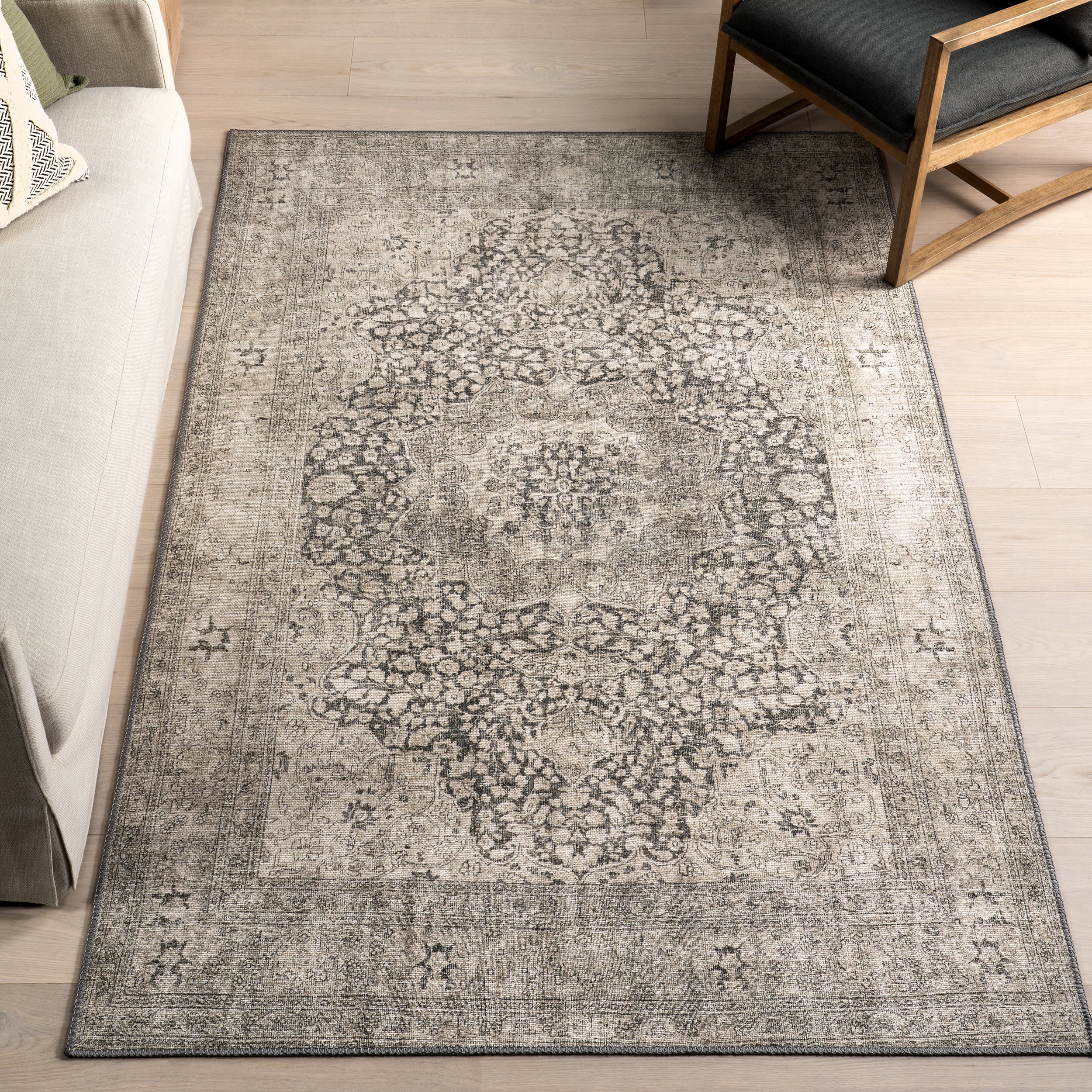 Colts Neck Antiqued Jute-Blend Rug | Grey - Image 9
