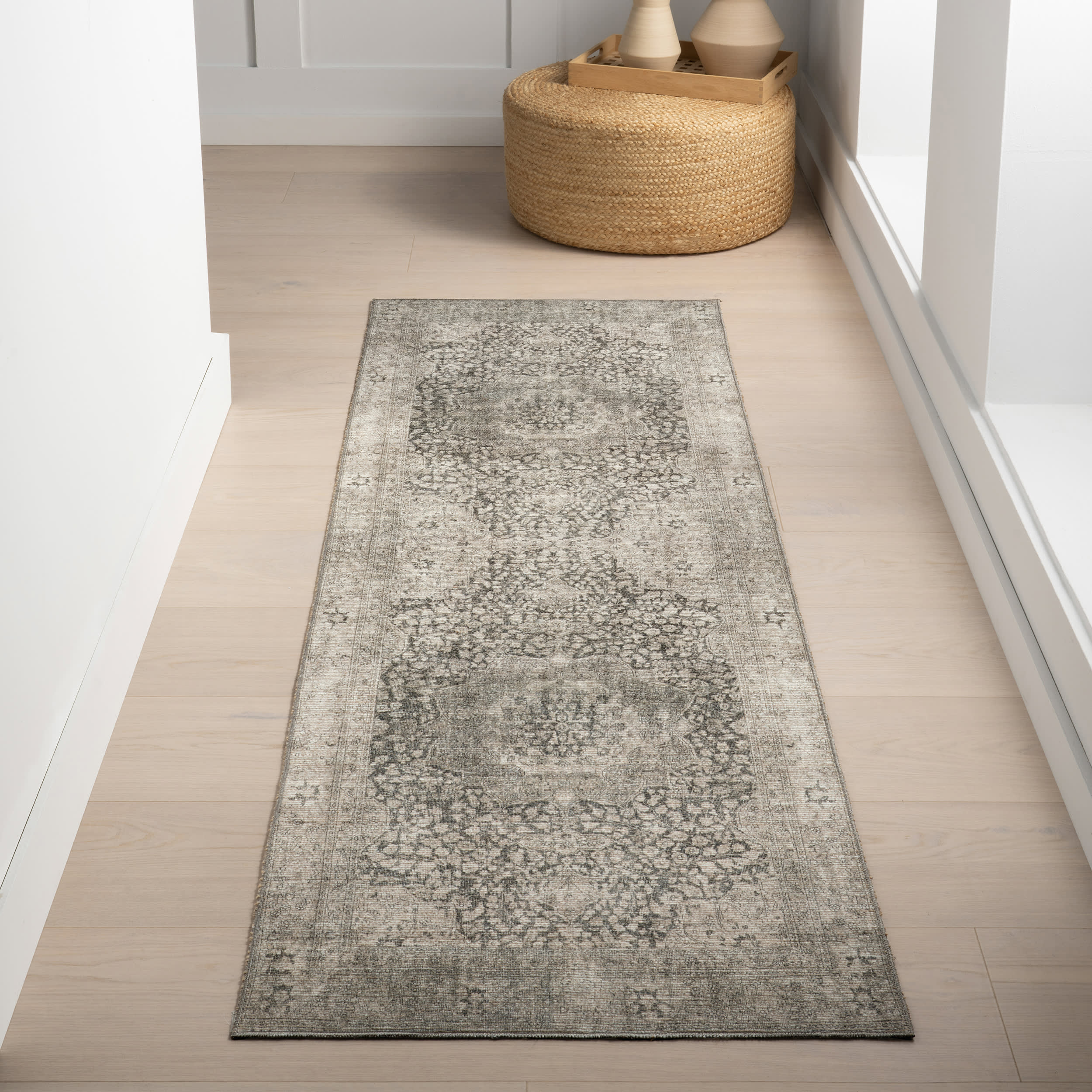 Colts Neck Antiqued Jute-Blend Rug | Grey - Image 2
