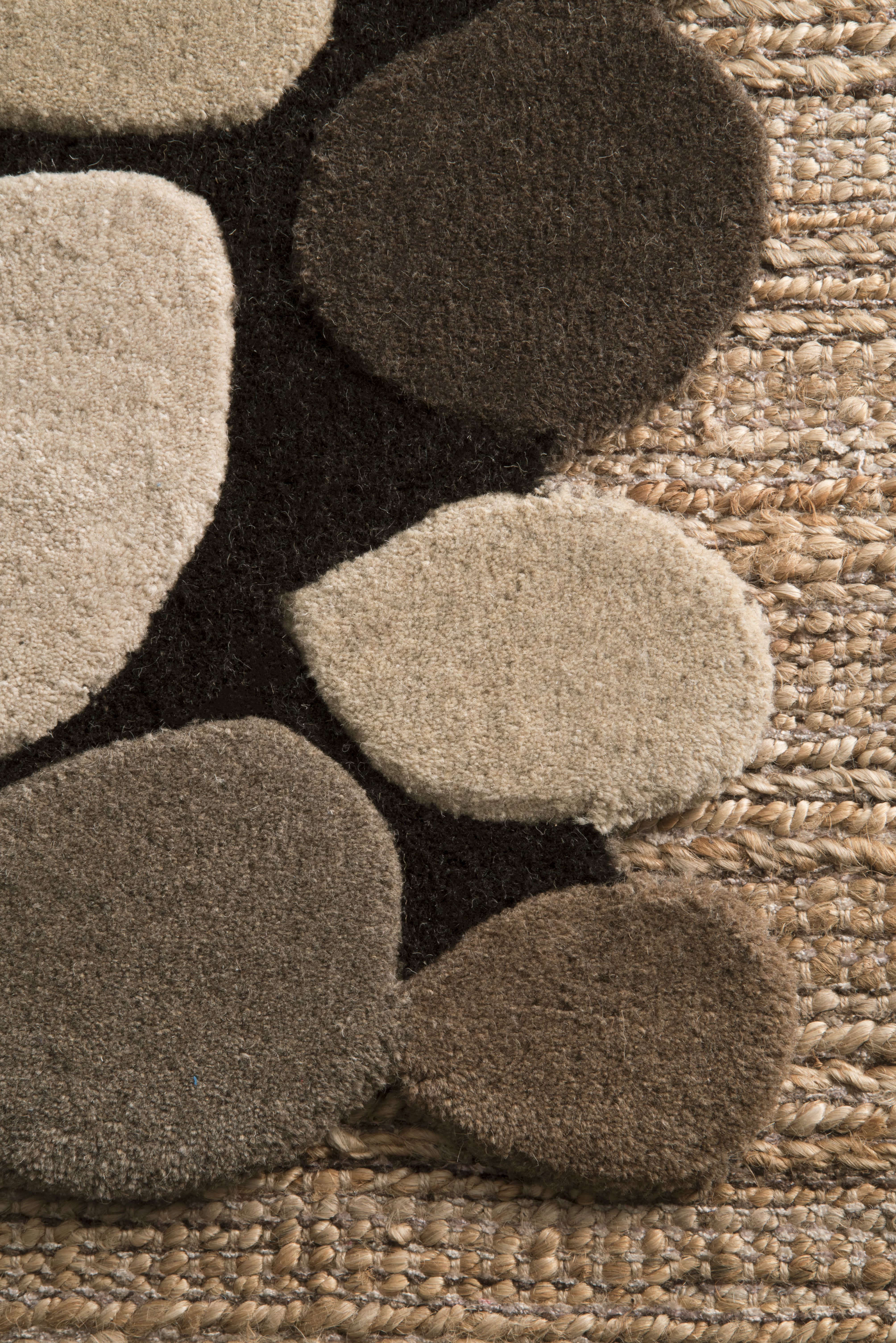 Contemporary Handmade Wool Pebbles Cobblestone Rug | Natural - Image 3