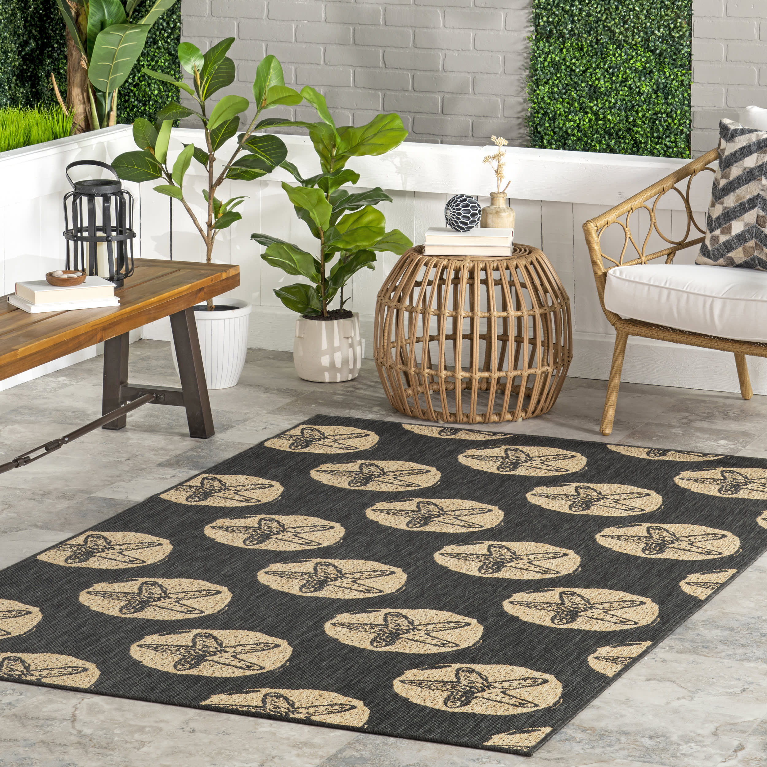 Coralie Starfish Indoor/Outdoor Rug | Dark Grey - Image 2