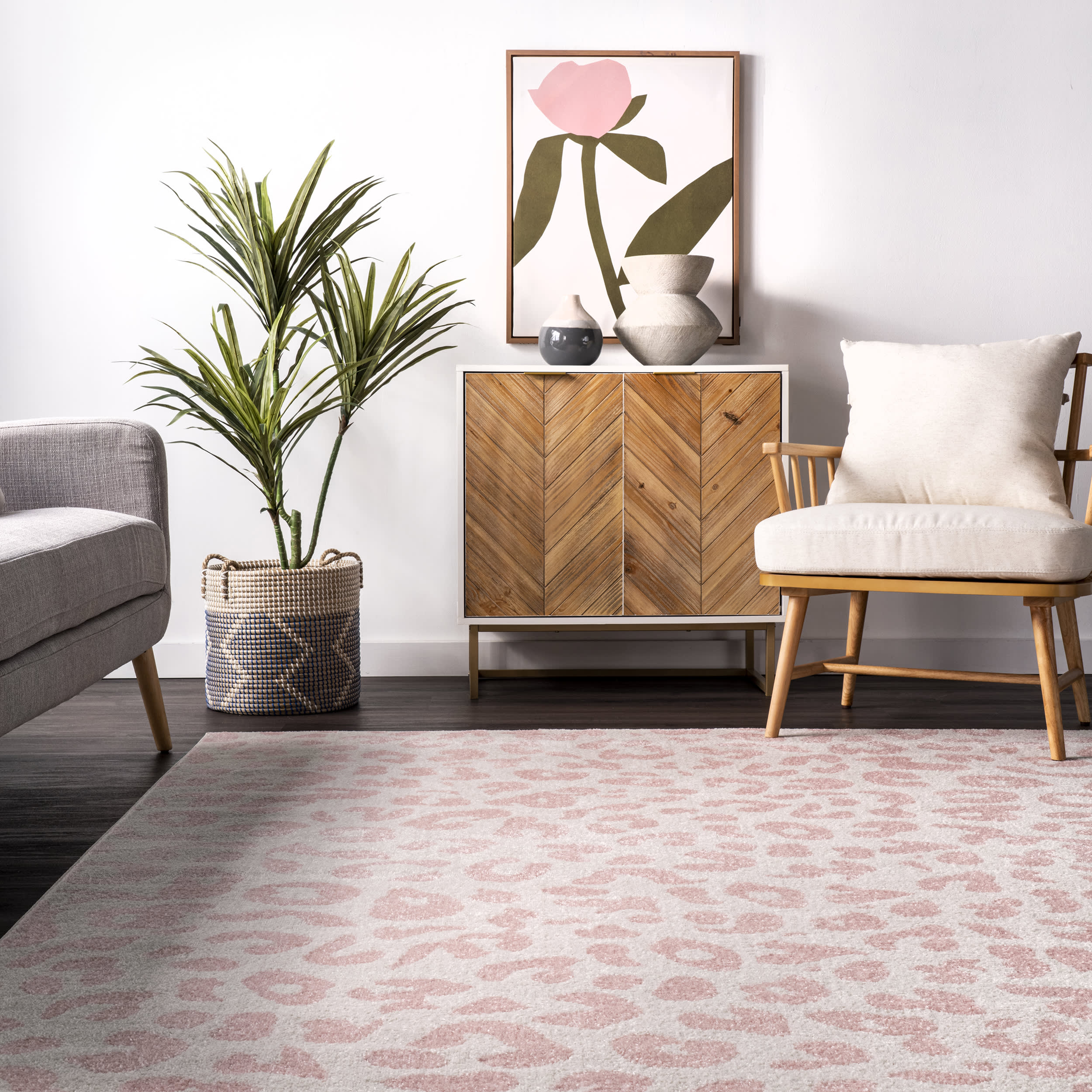 Coraline Leopard Printed Rug | Baby Pink - Image 4
