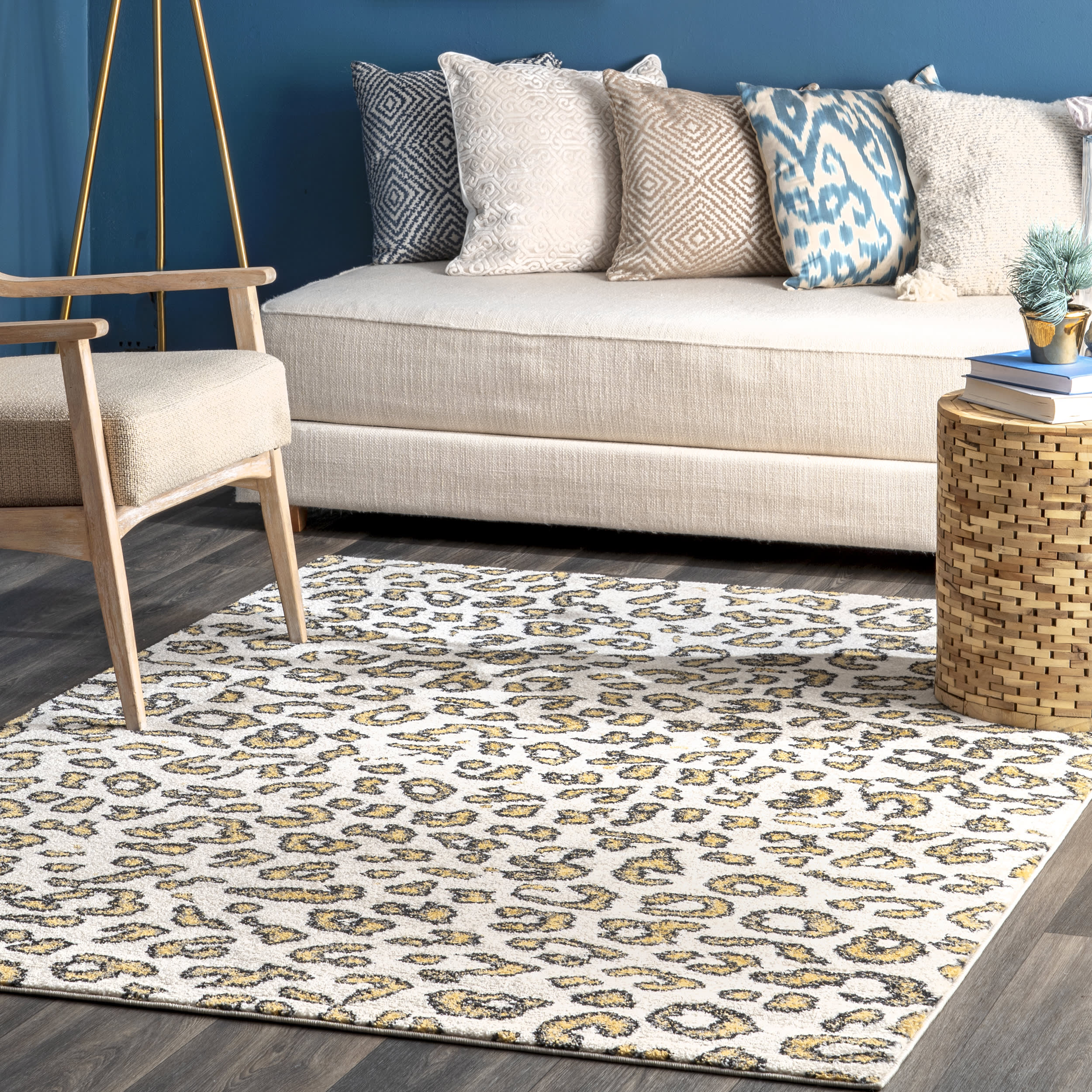 Coraline Leopard Printed Rug | Beige - Image 2