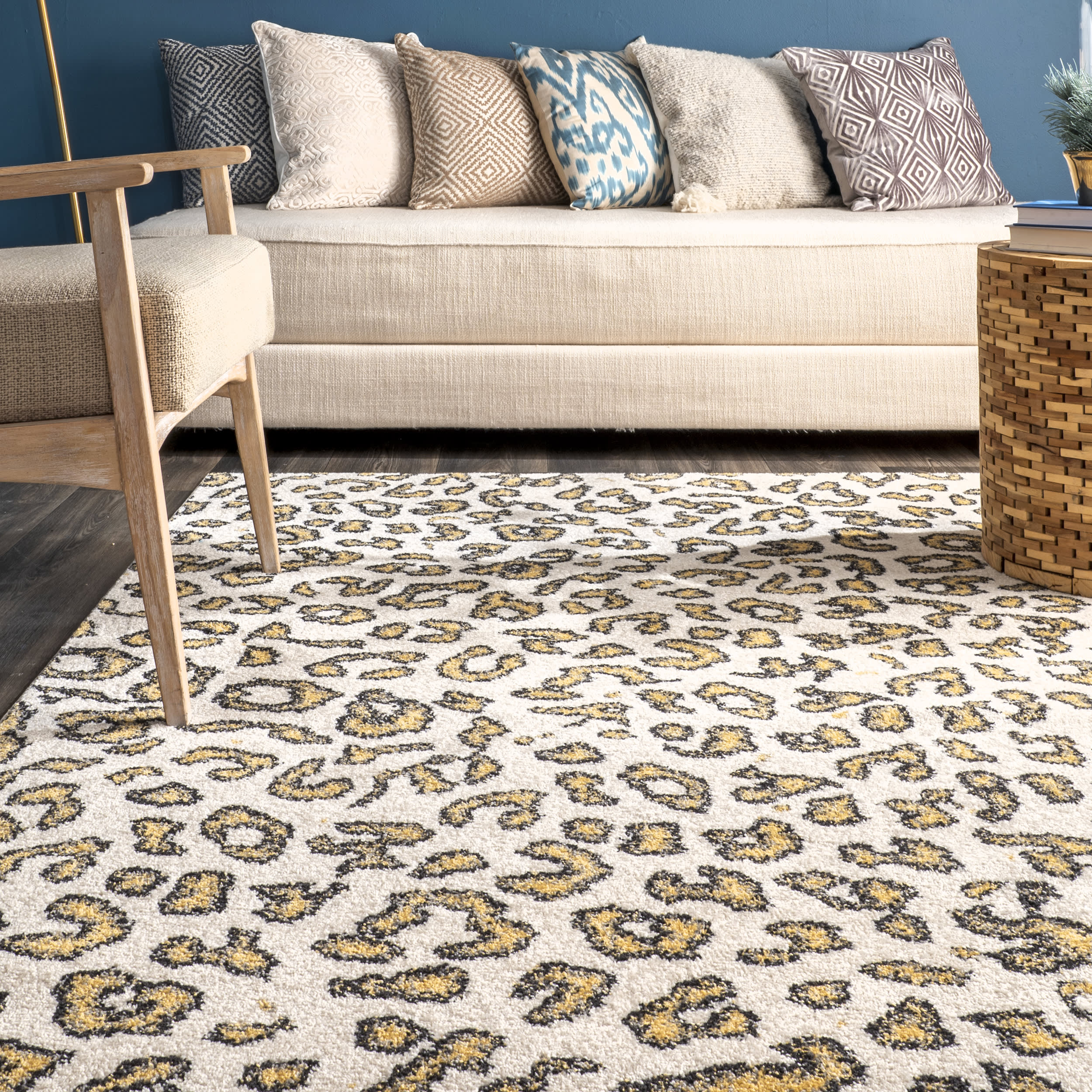 Coraline Leopard Printed Rug | Beige - Image 4