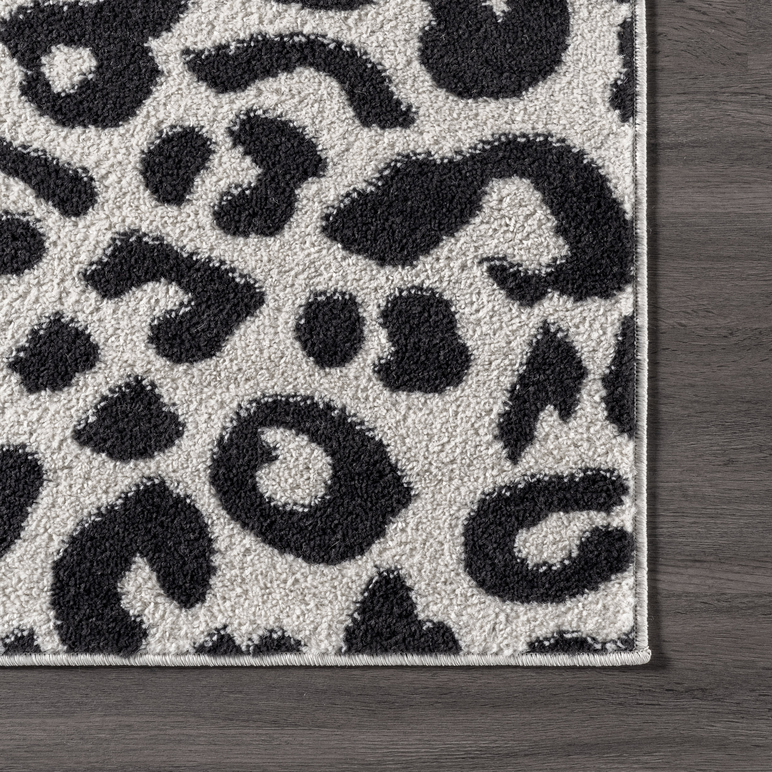 Coraline Leopard Printed Rug | Dark Grey - Image 3