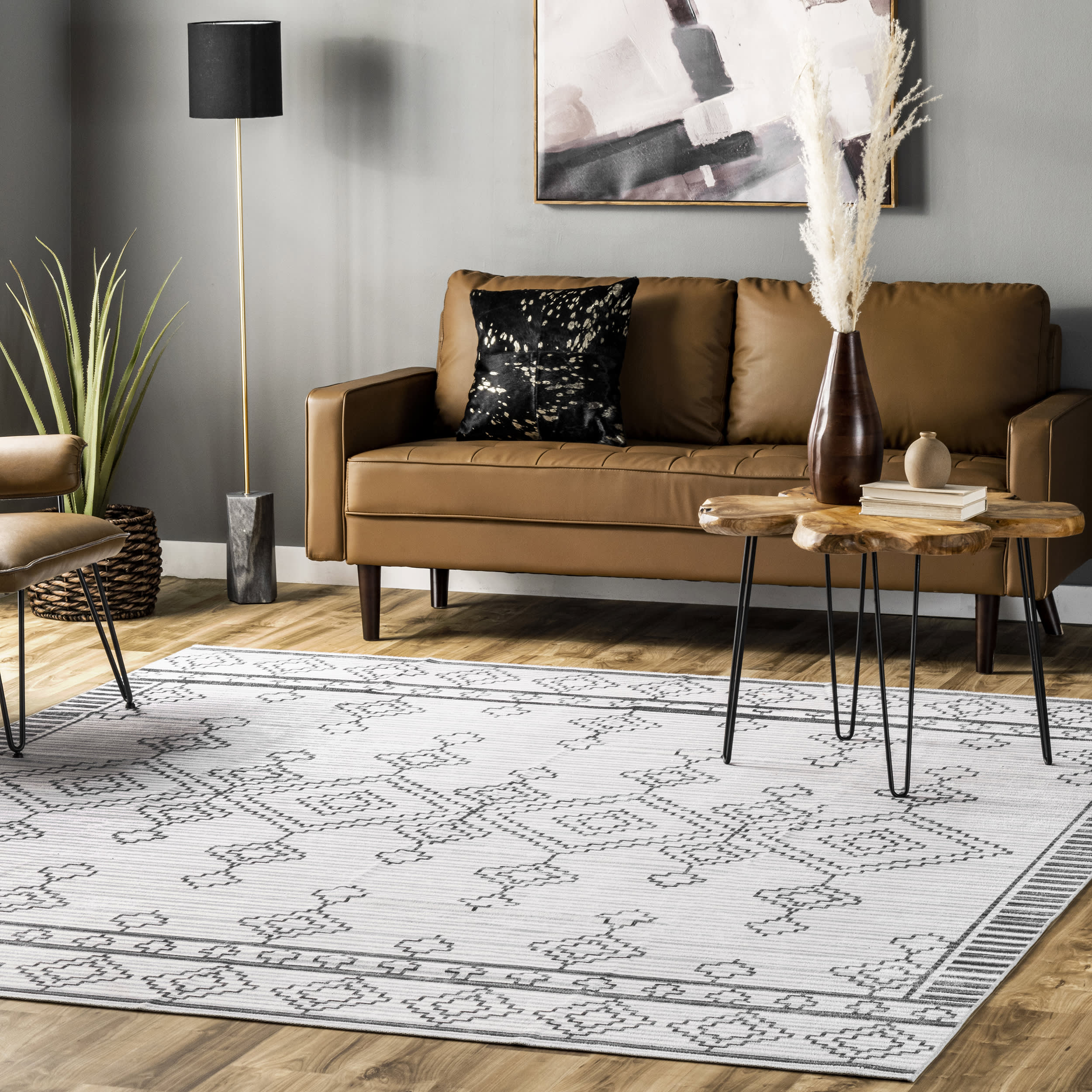 Coraline Washable Diamond Rug | Ivory - Image 2
