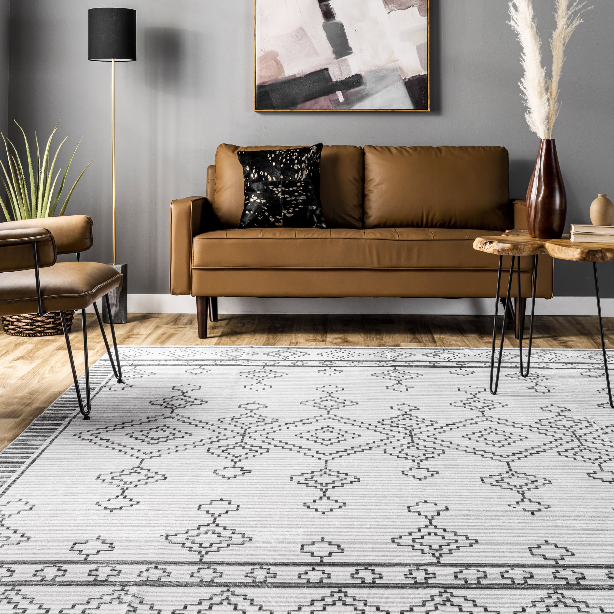 Coraline Washable Diamond Rug | Ivory - Image 4