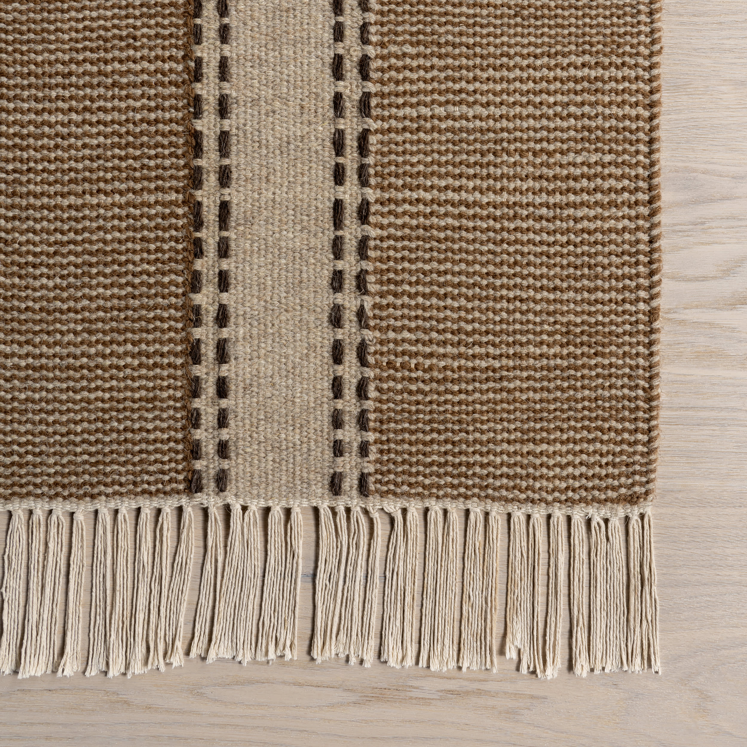 Corbett Fringed Wool Rug | Beige - Image 4