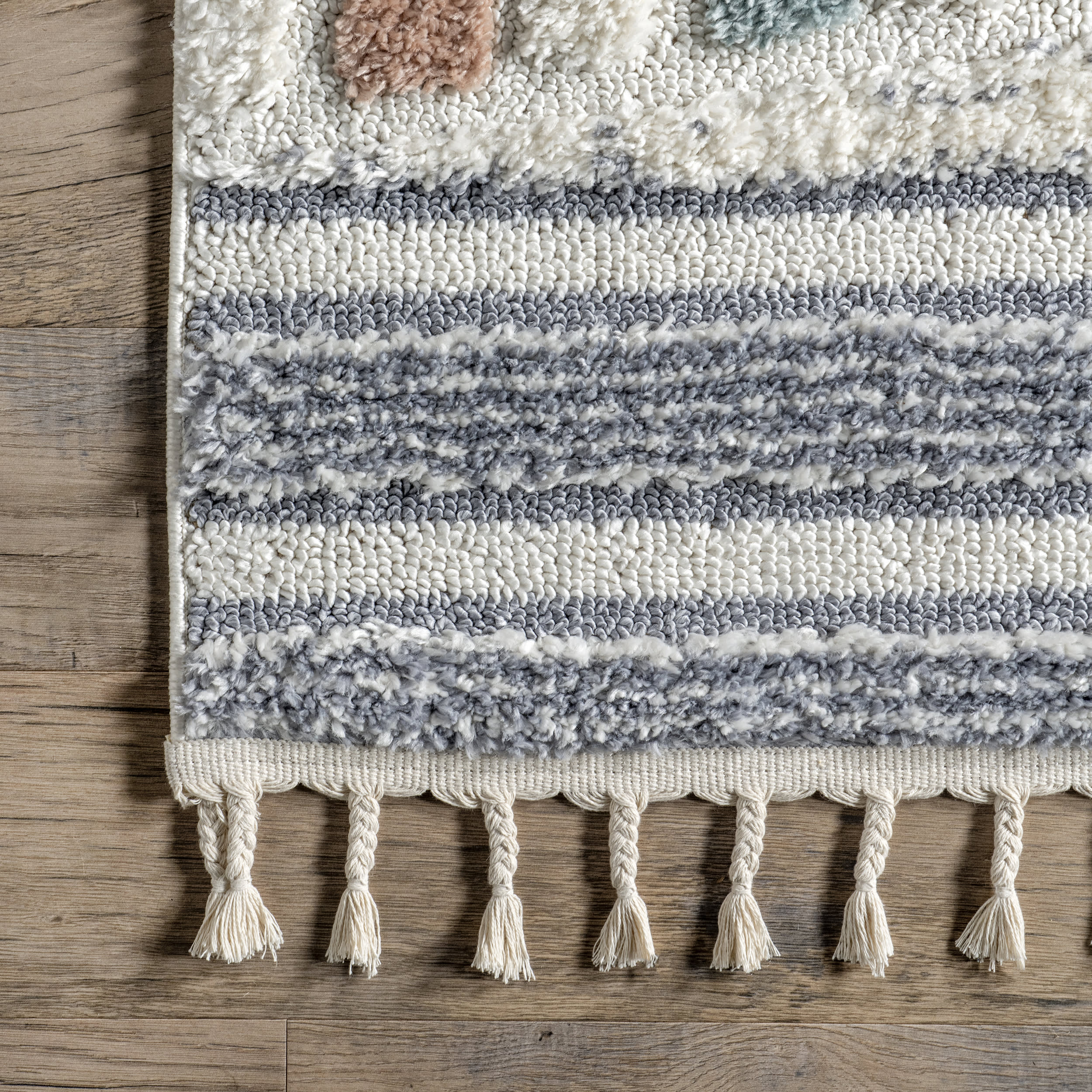 Cordelia Striped Bars Kids Rug | Beige - Image 3