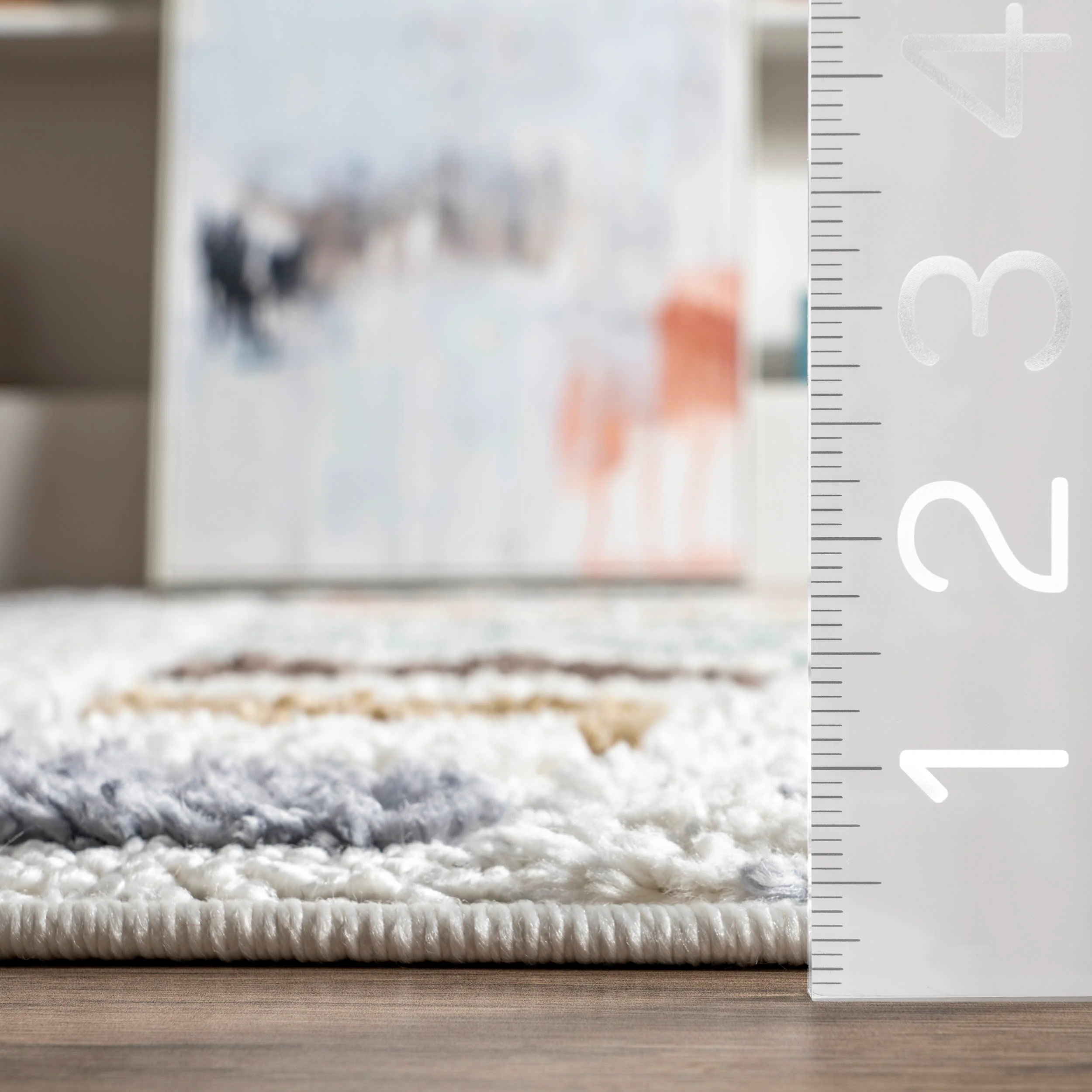 Cordelia Striped Bars Kids Rug | Beige - Image 5
