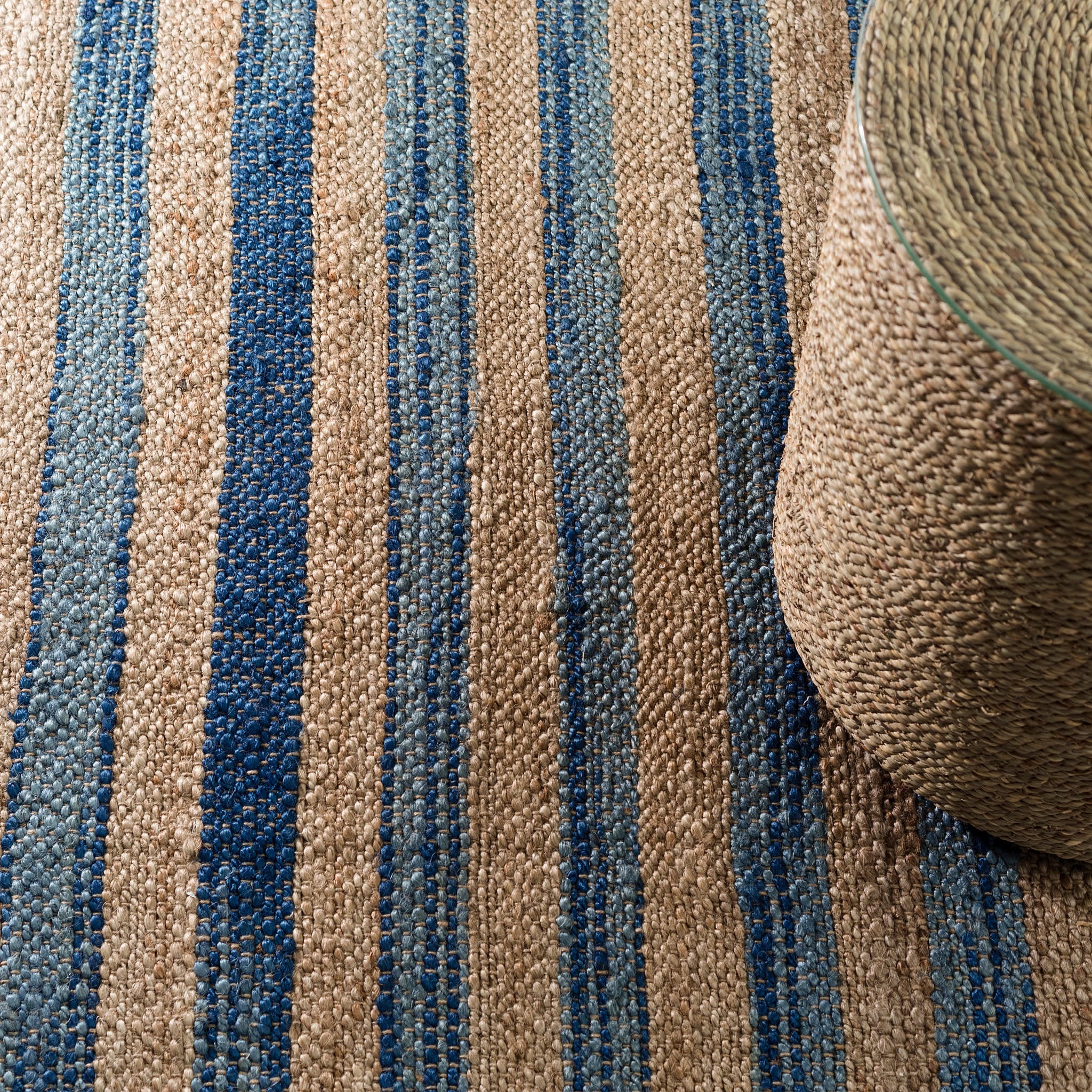 Corfu Handwoven Jute Rug | Blue - Image 3