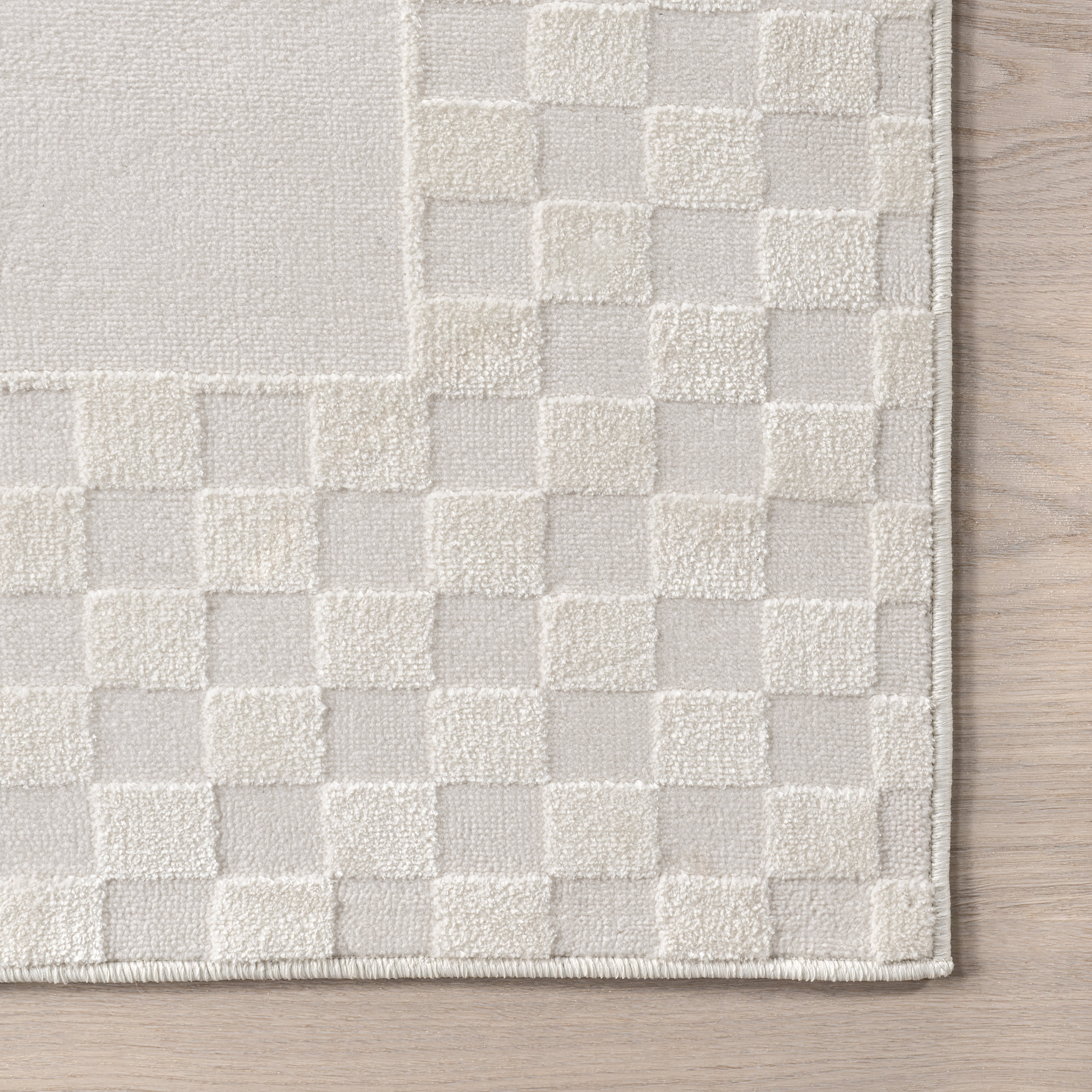 Corina Checkered Border Rug | Cream - Image 3