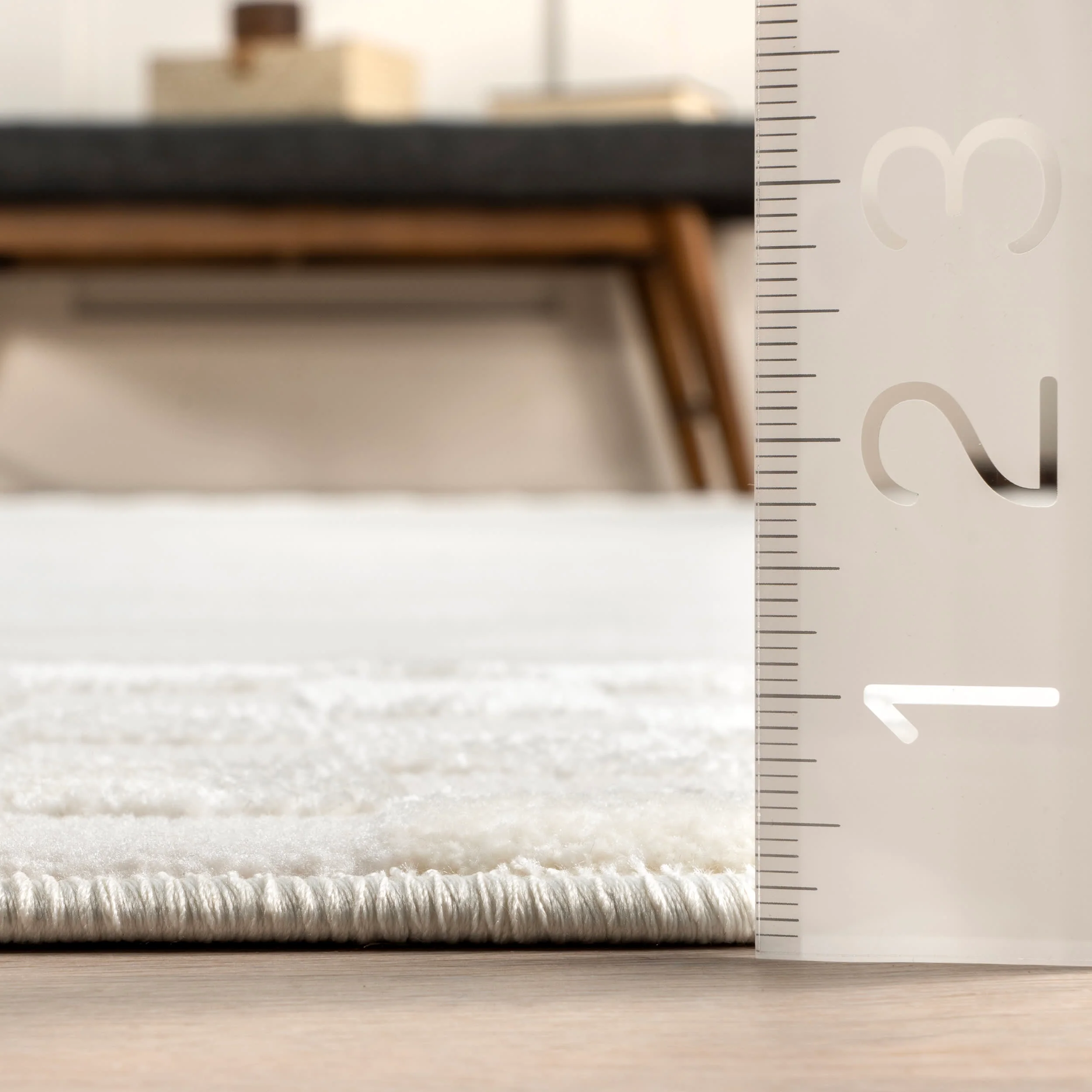 Corina Checkered Border Rug | Cream - Image 5