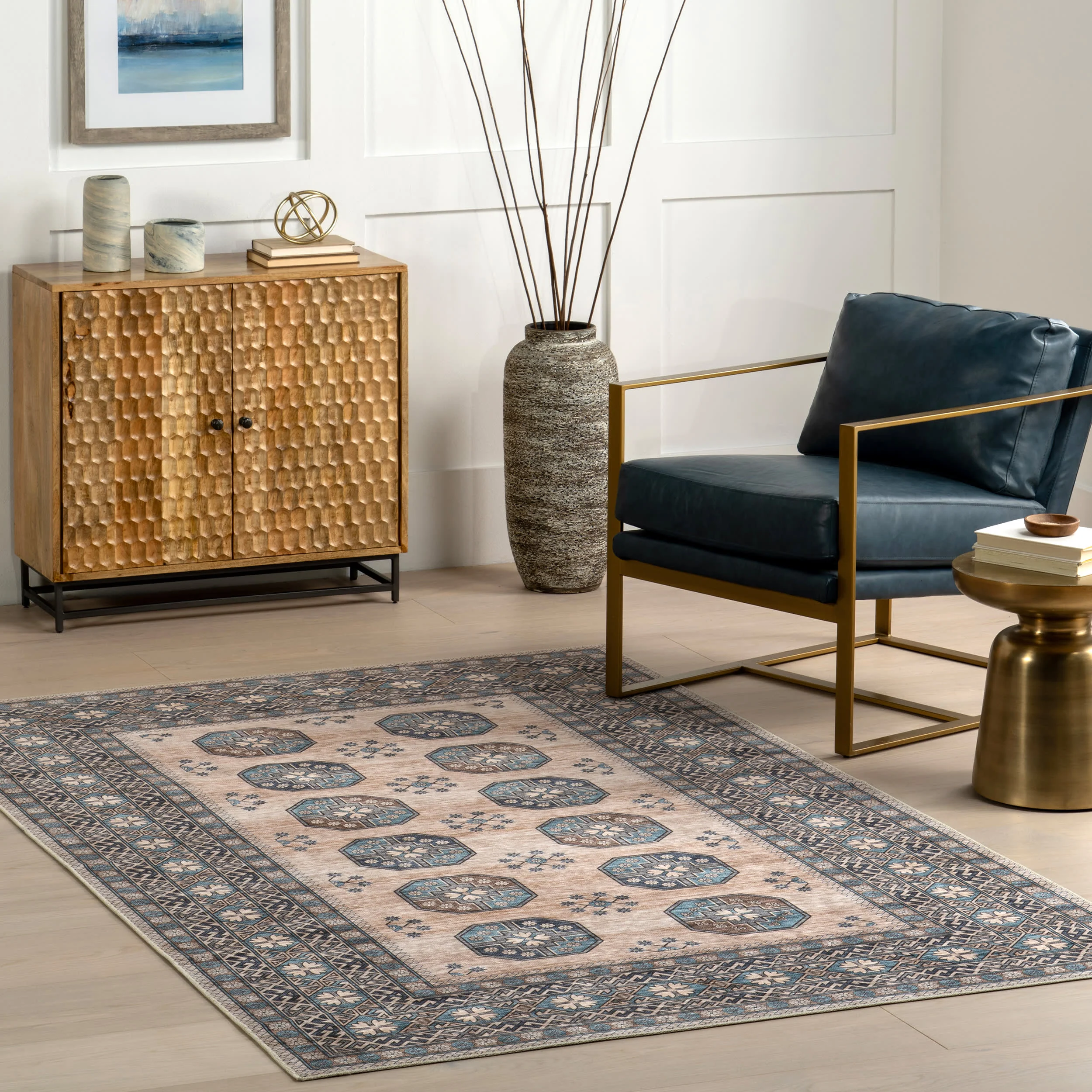 Cornelia Jewel Spill Proof Washable Rug | Turquoise - Image 2