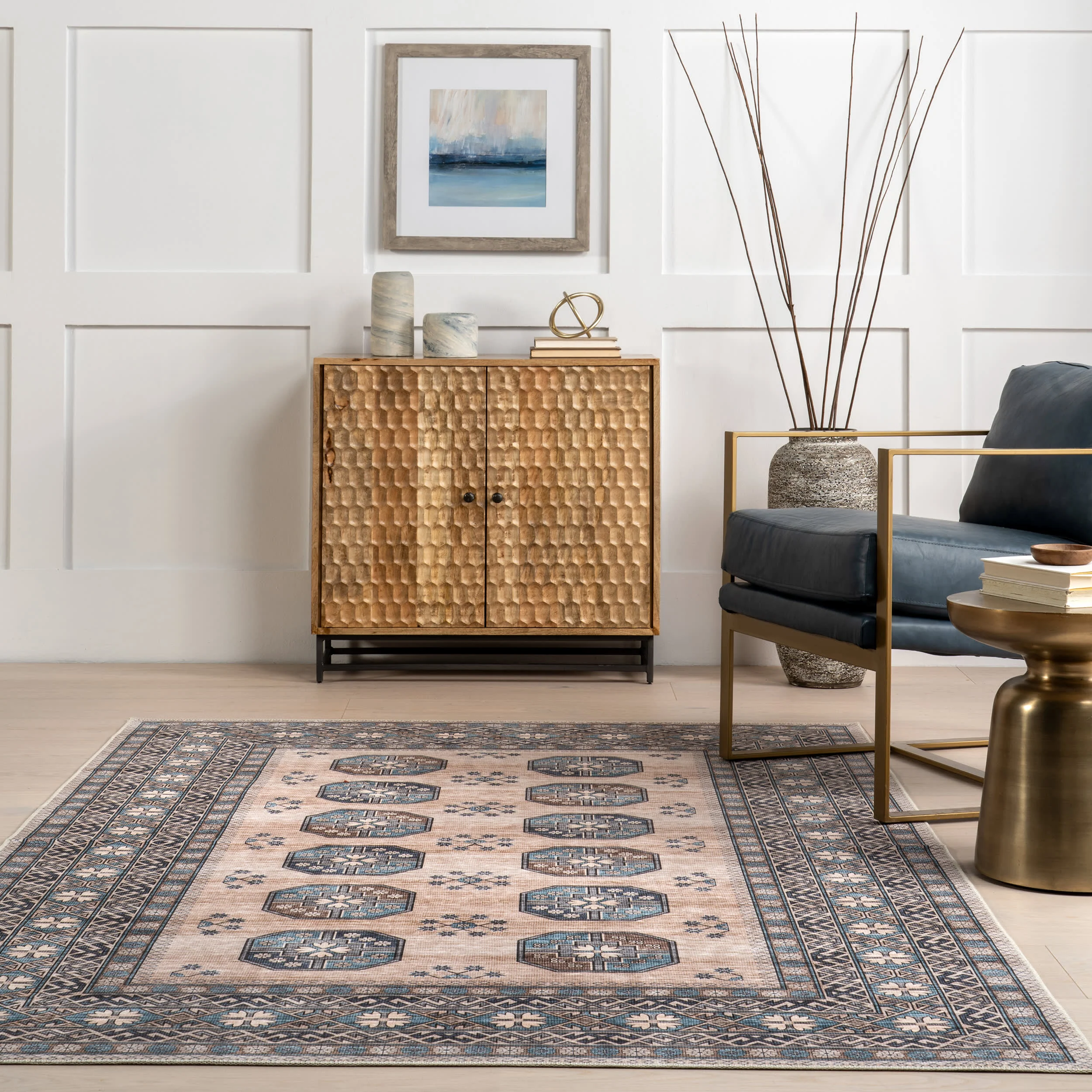 Cornelia Jewel Spill Proof Washable Rug | Turquoise - Image 4