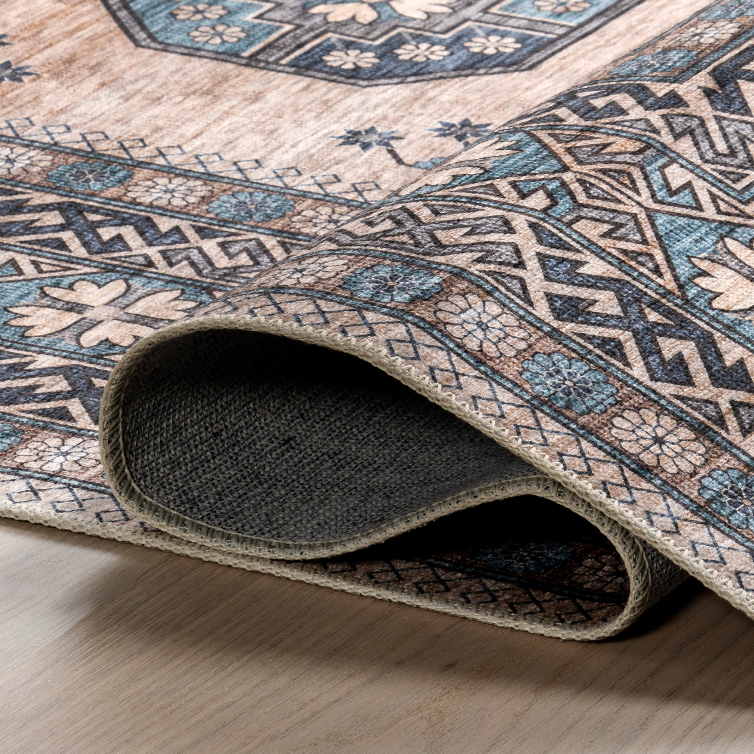 Cornelia Jewel Spill Proof Washable Rug | Turquoise - Image 8