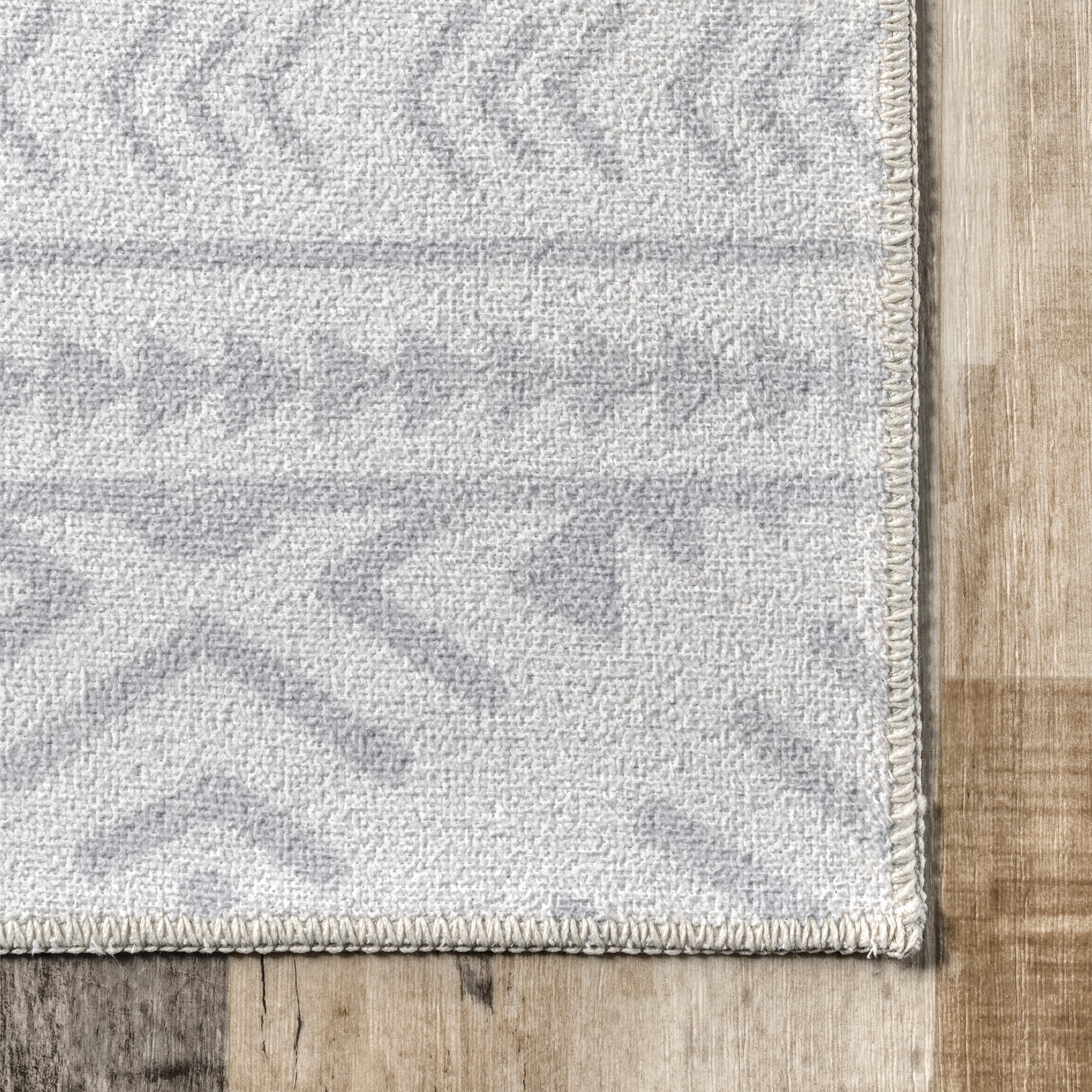 Corrine Washable Banded Rug | Light Grey - Image 3