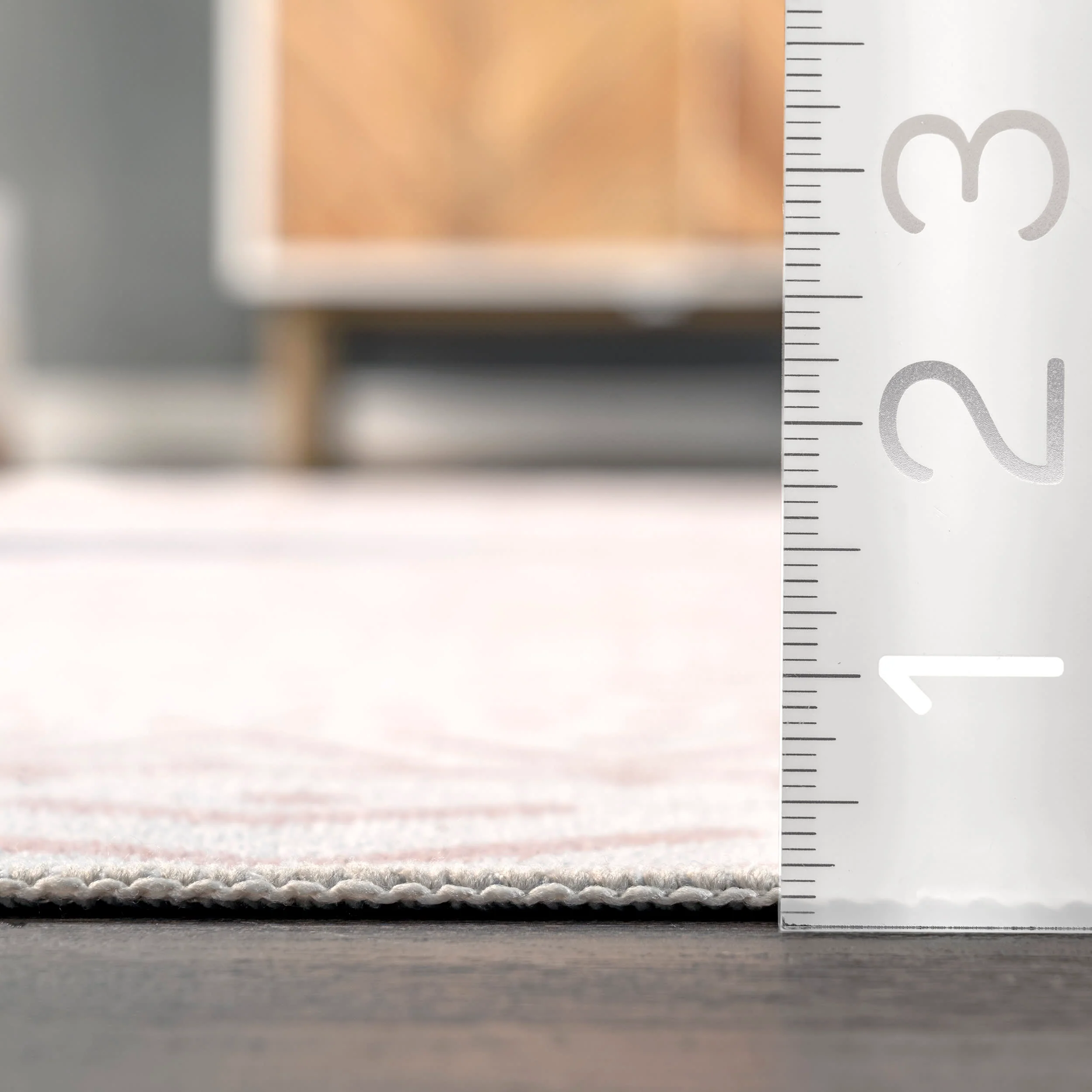 Corrine Washable Banded Rug | Pale Pink - Image 5