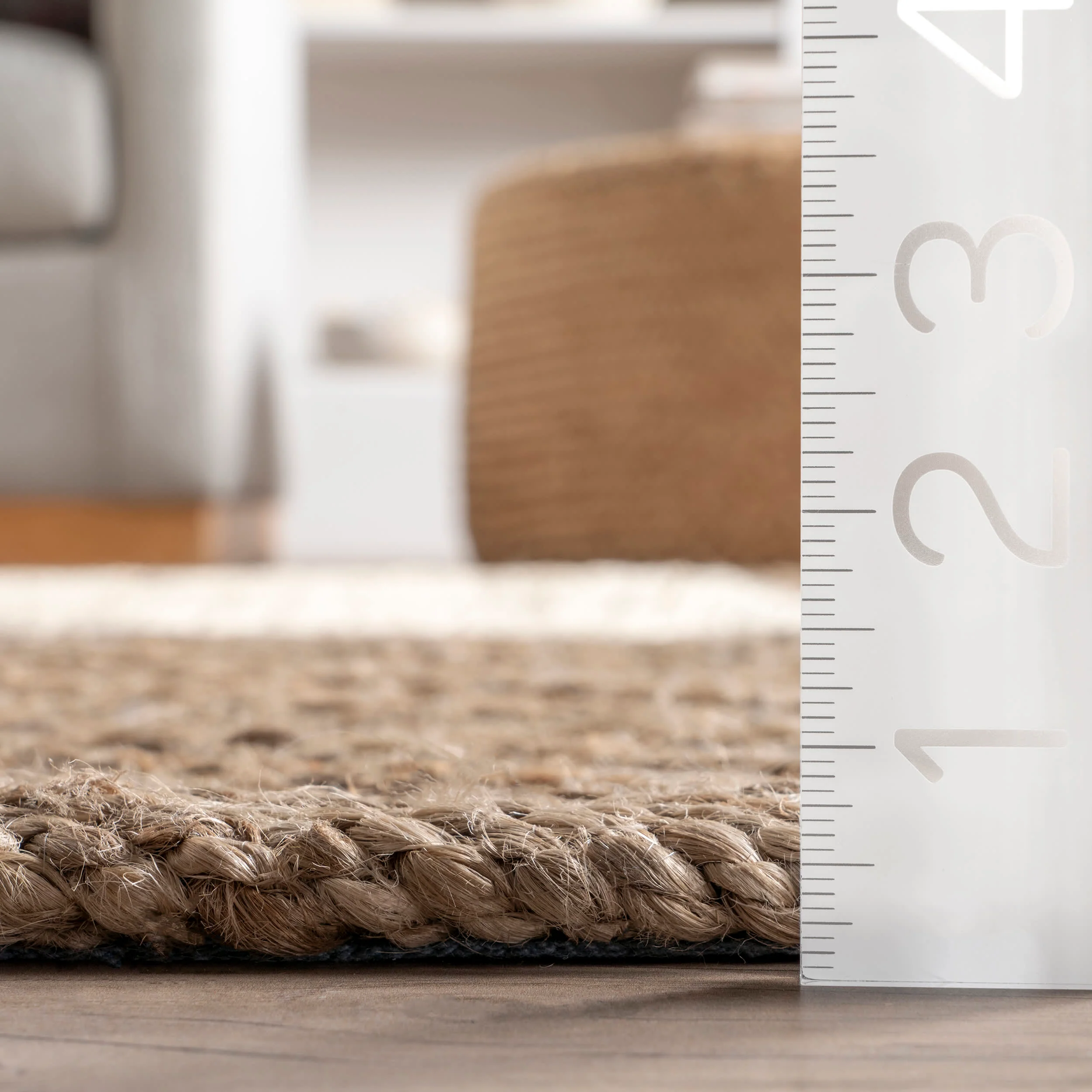 Costanza Jute Tiled Checkered Rug | Natural - Image 5