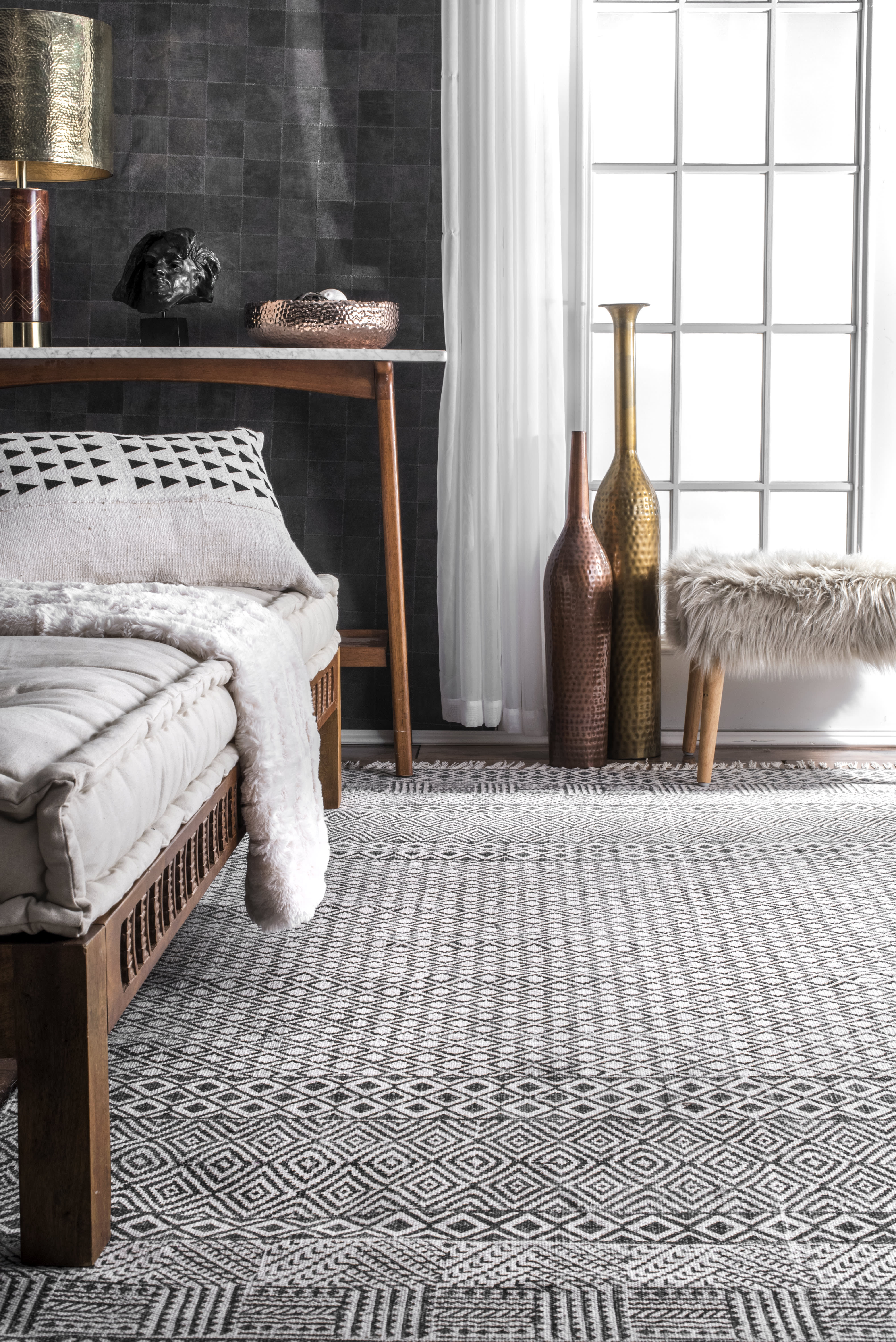Cotton Banded Rug | Grey - Image 4