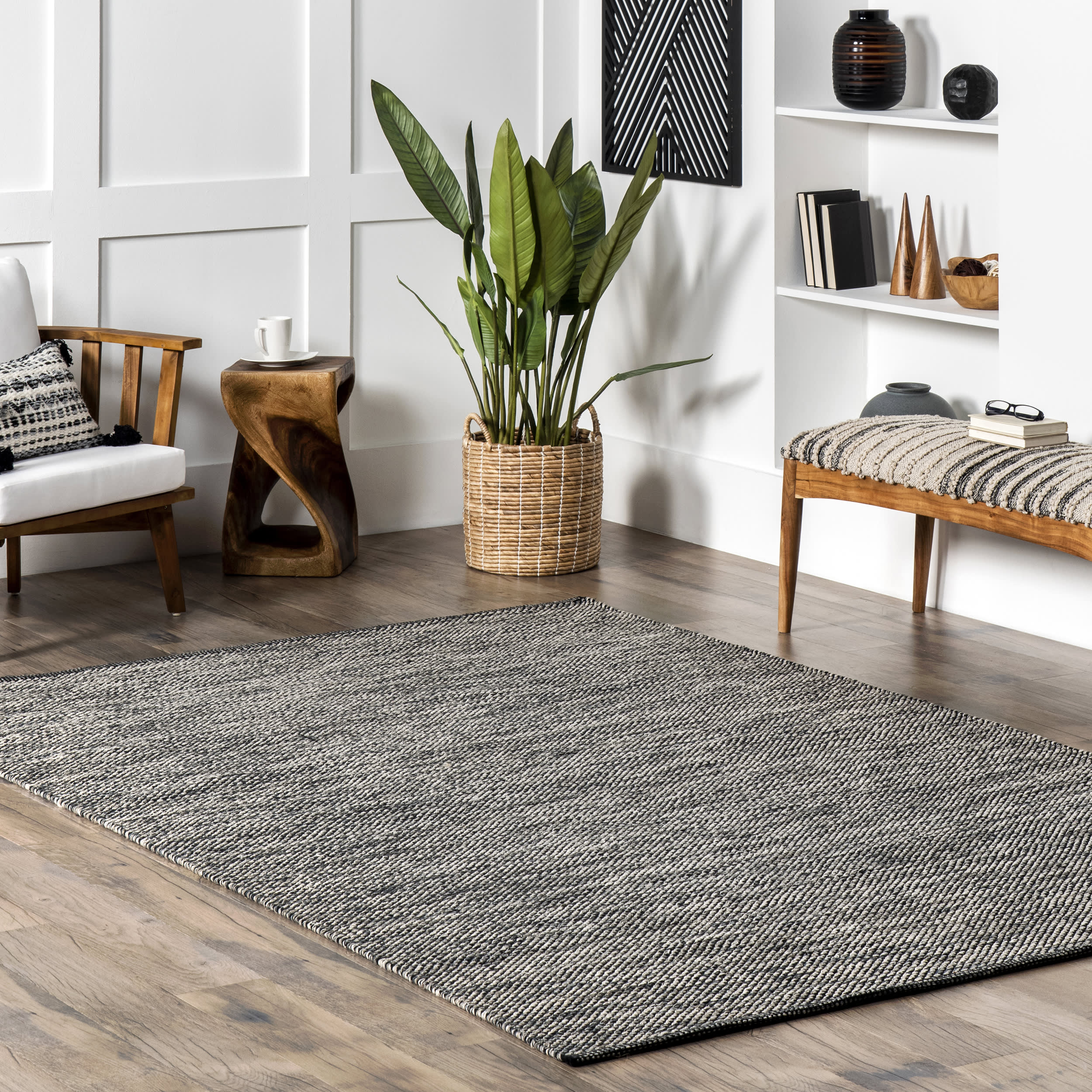 Cotton Solid Flatweave Rug | Grey - Image 2