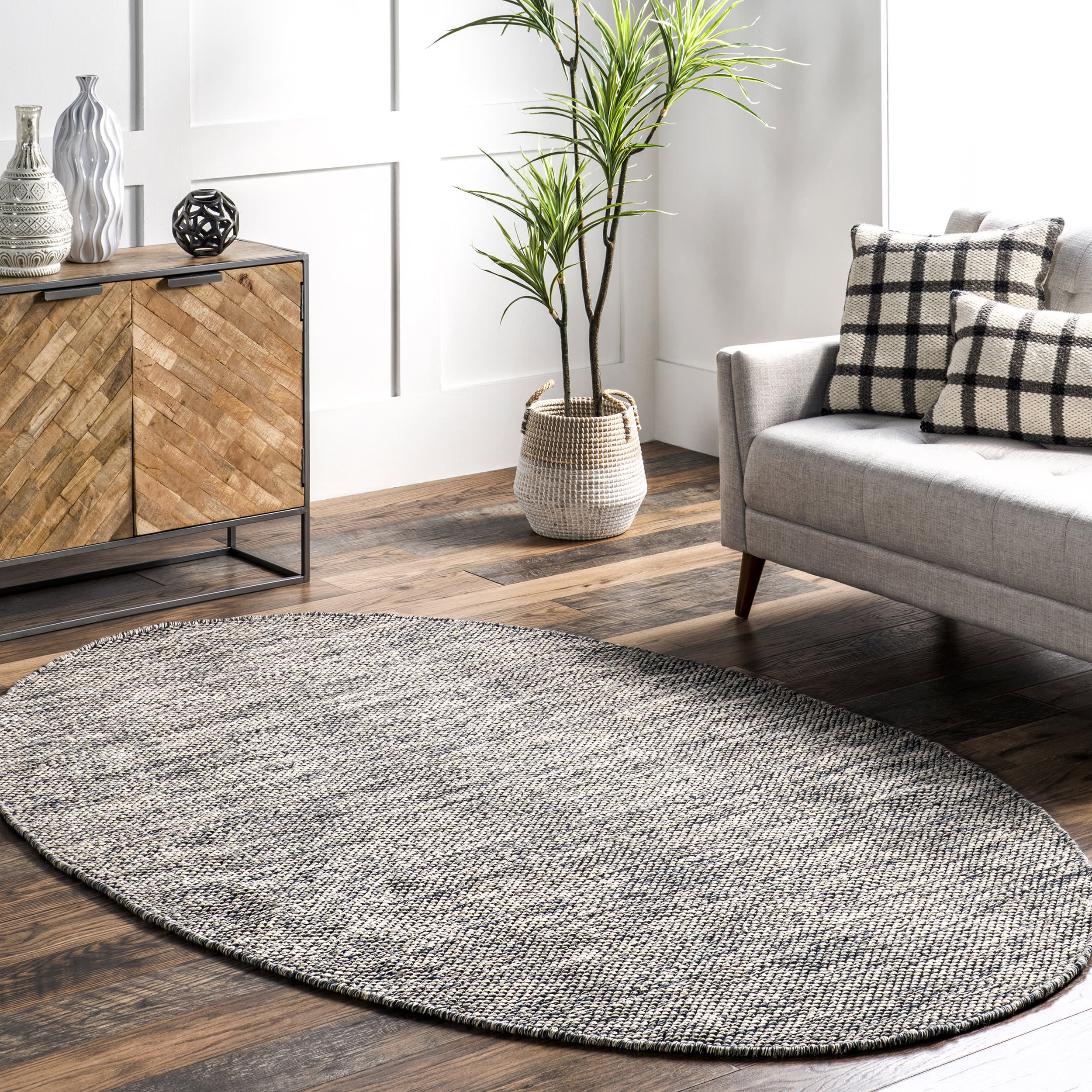 Cotton Solid Flatweave Rug | Grey - Image 2