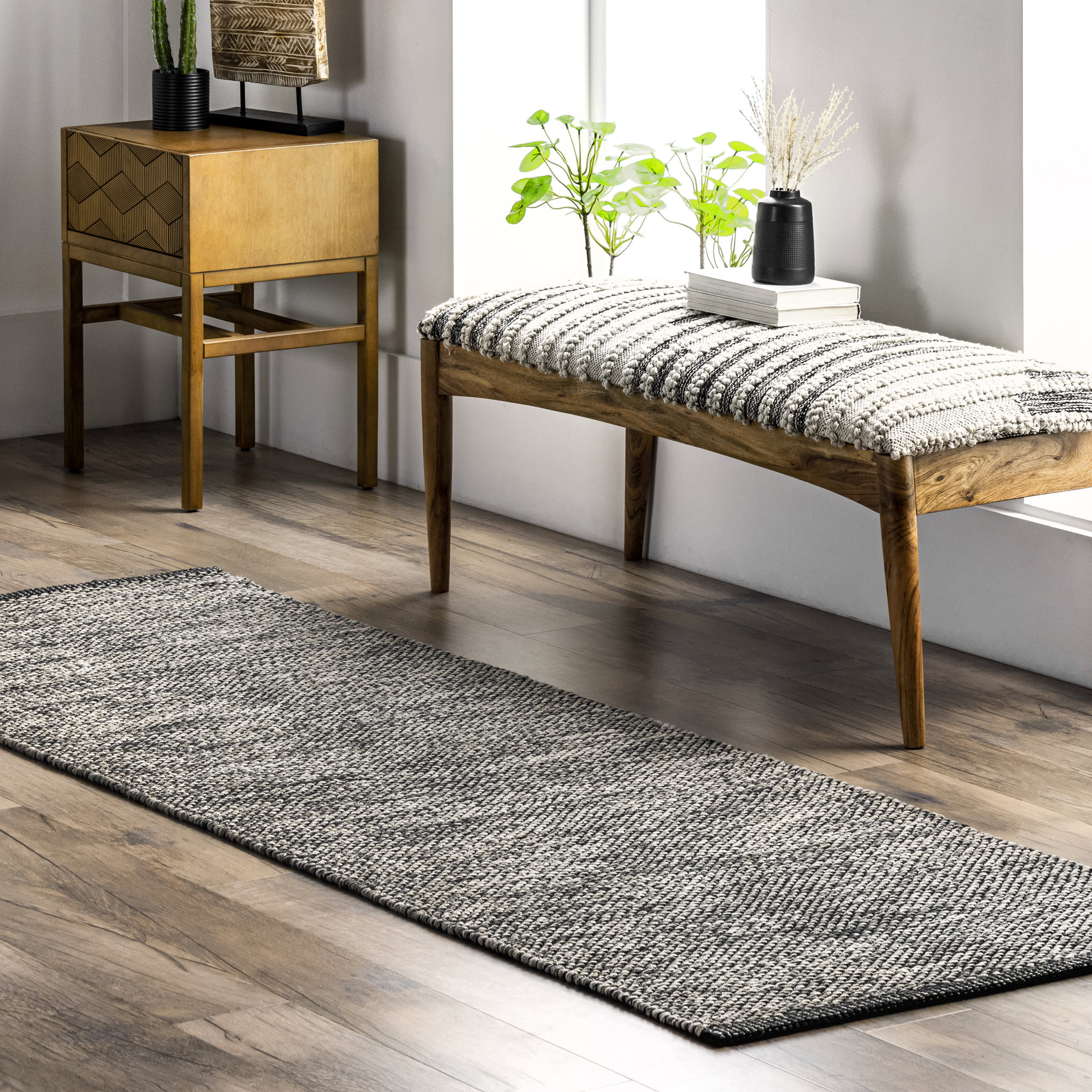 Cotton Solid Flatweave Rug | Grey - Image 2