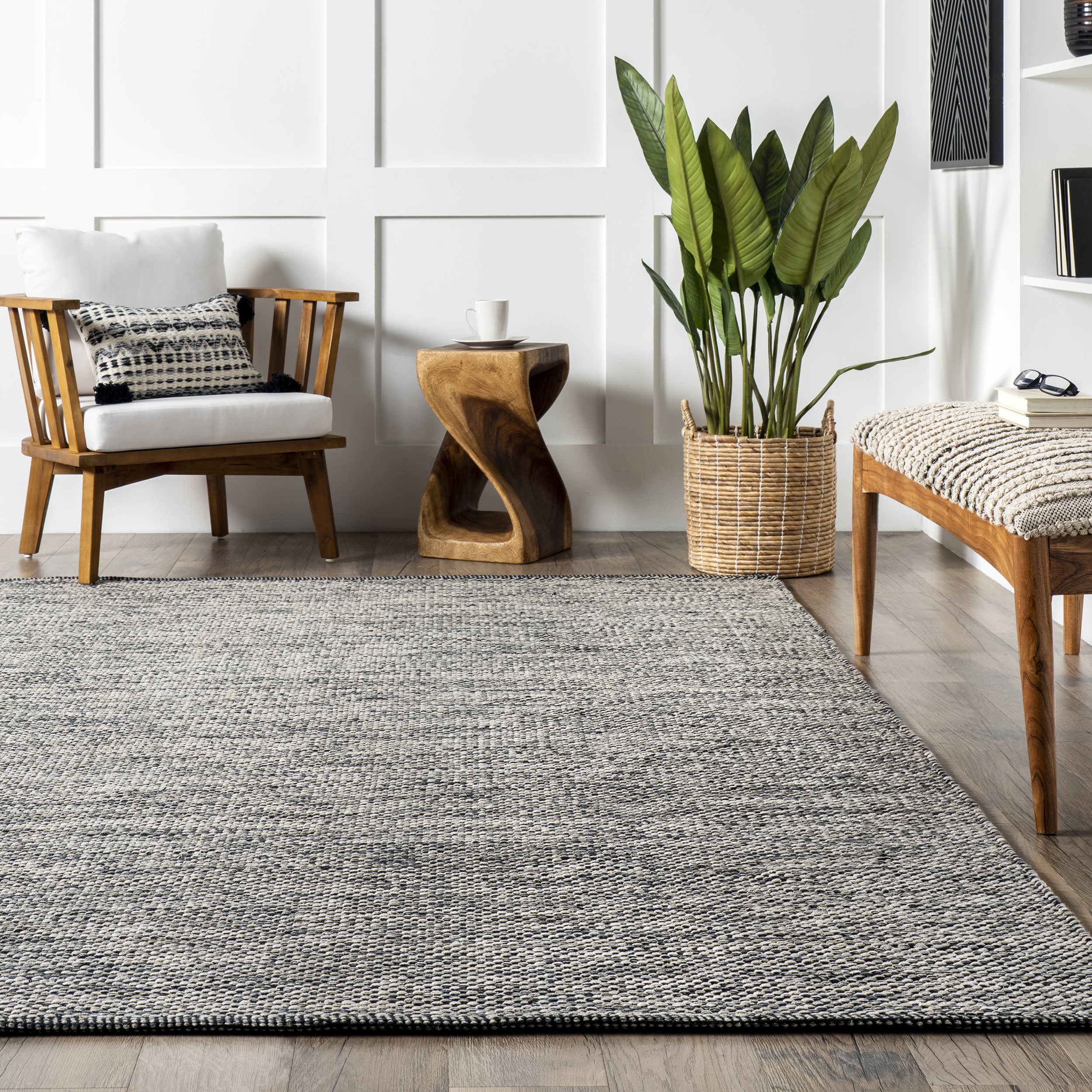 Cotton Solid Flatweave Rug | Grey - Image 4