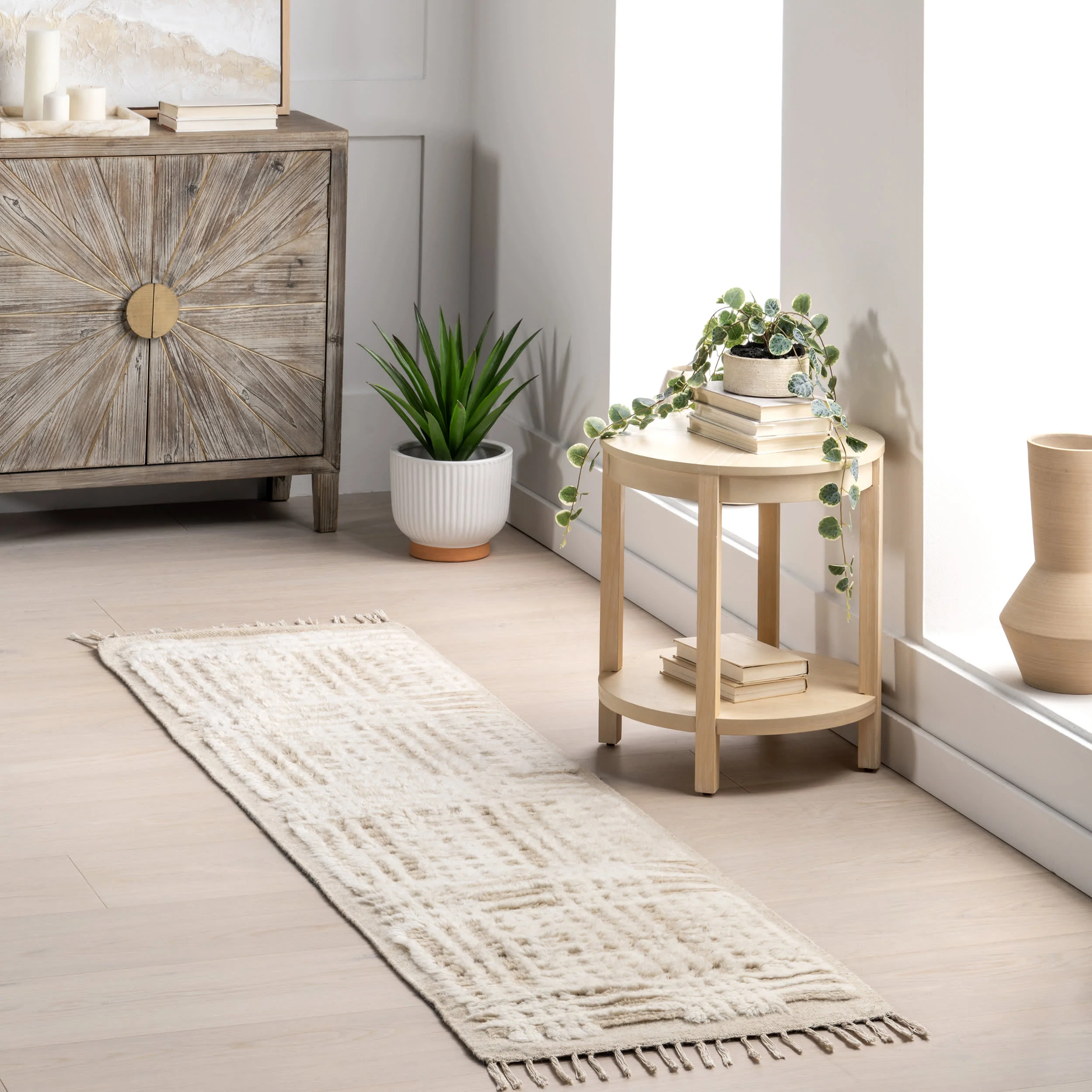 Crissy Crosshatch Shag Rug | Beige - Image 2