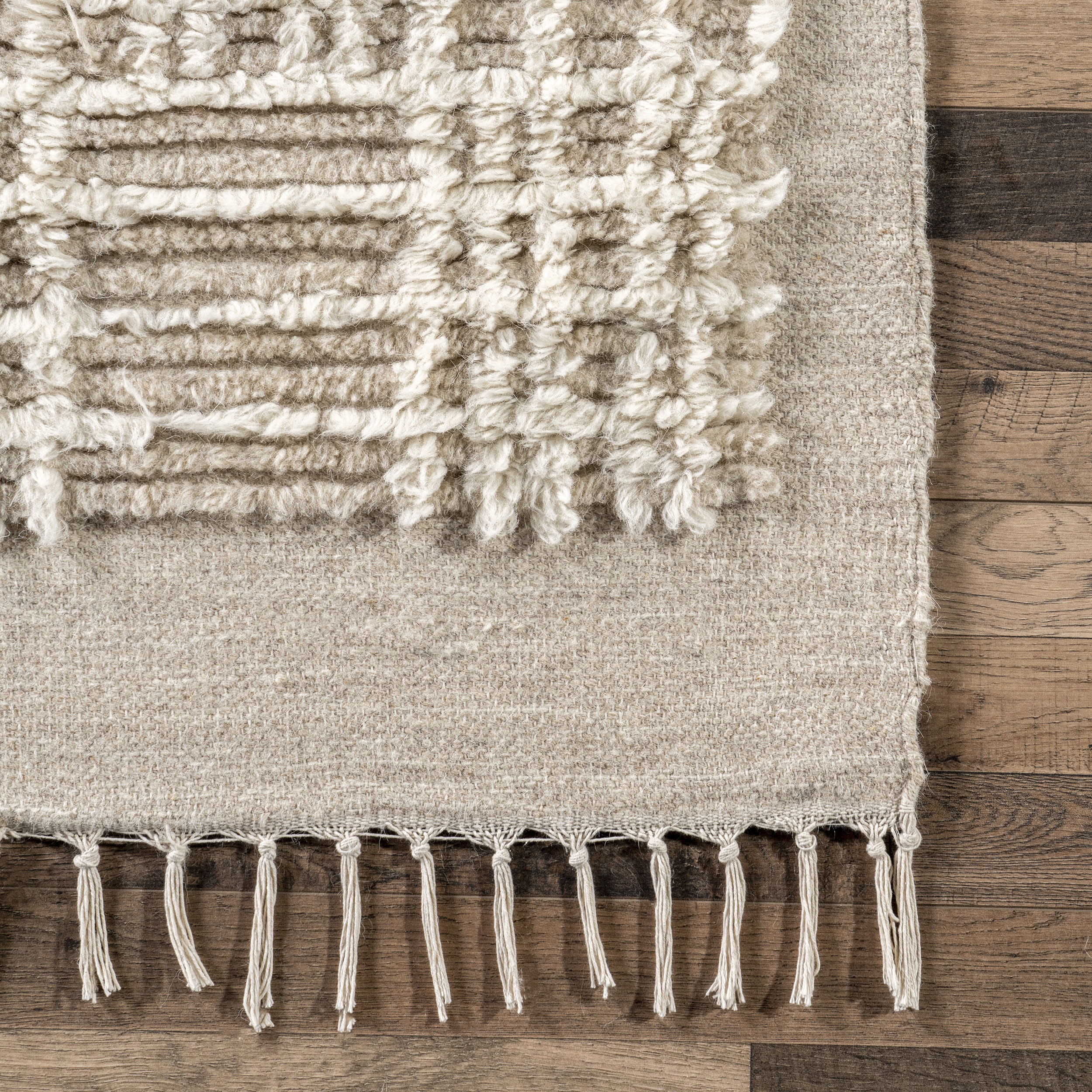 Crissy Crosshatch Shag Rug | Beige - Image 3