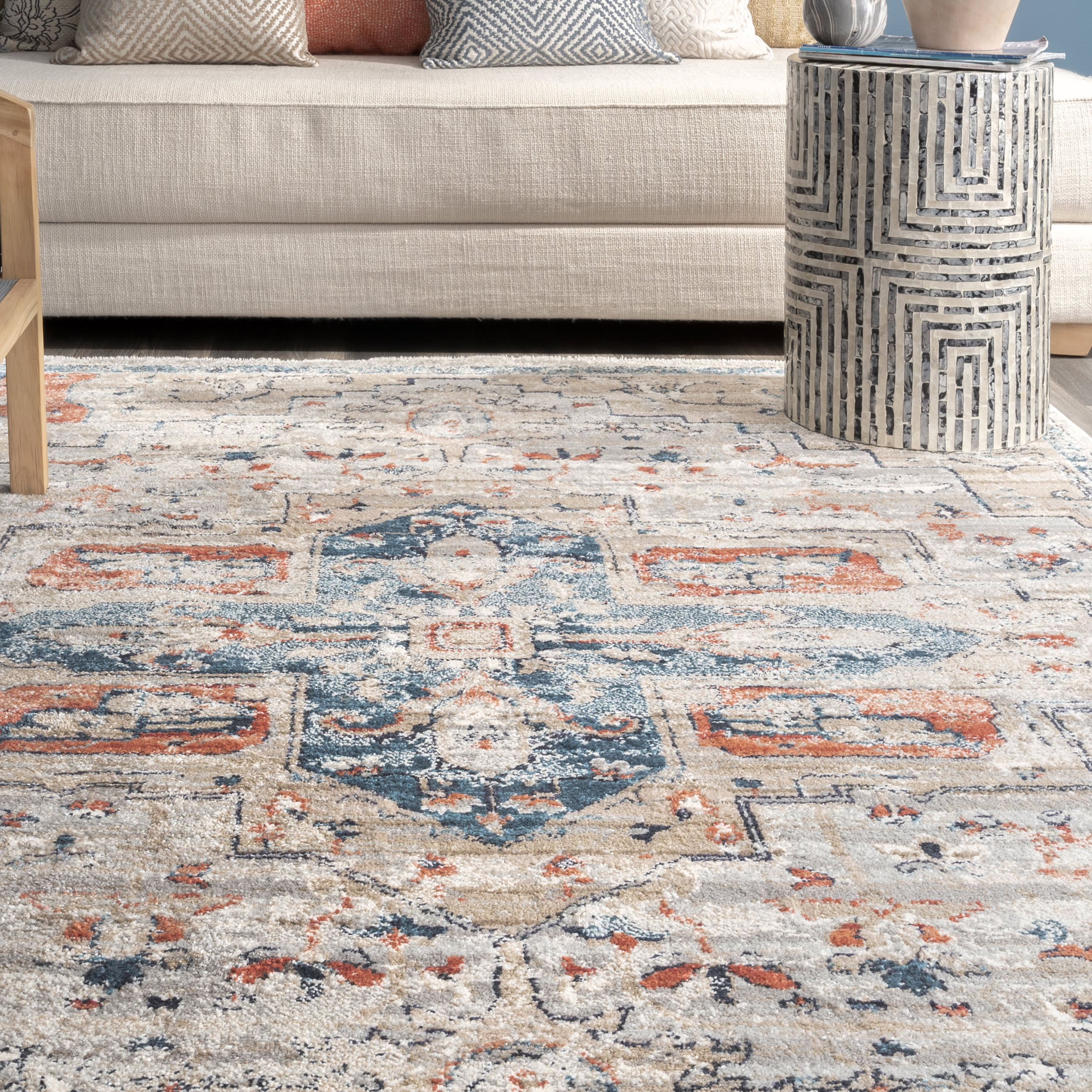 Croix Medallion Rug | Blue - Image 4