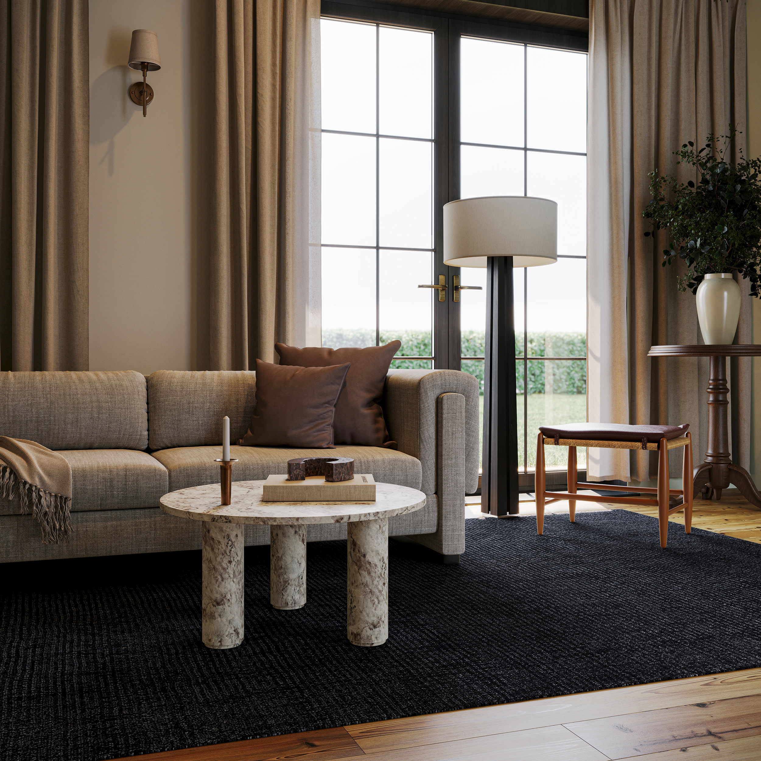 Crosby Solid Wool Rug by Nate Berkus | Black - Image 2