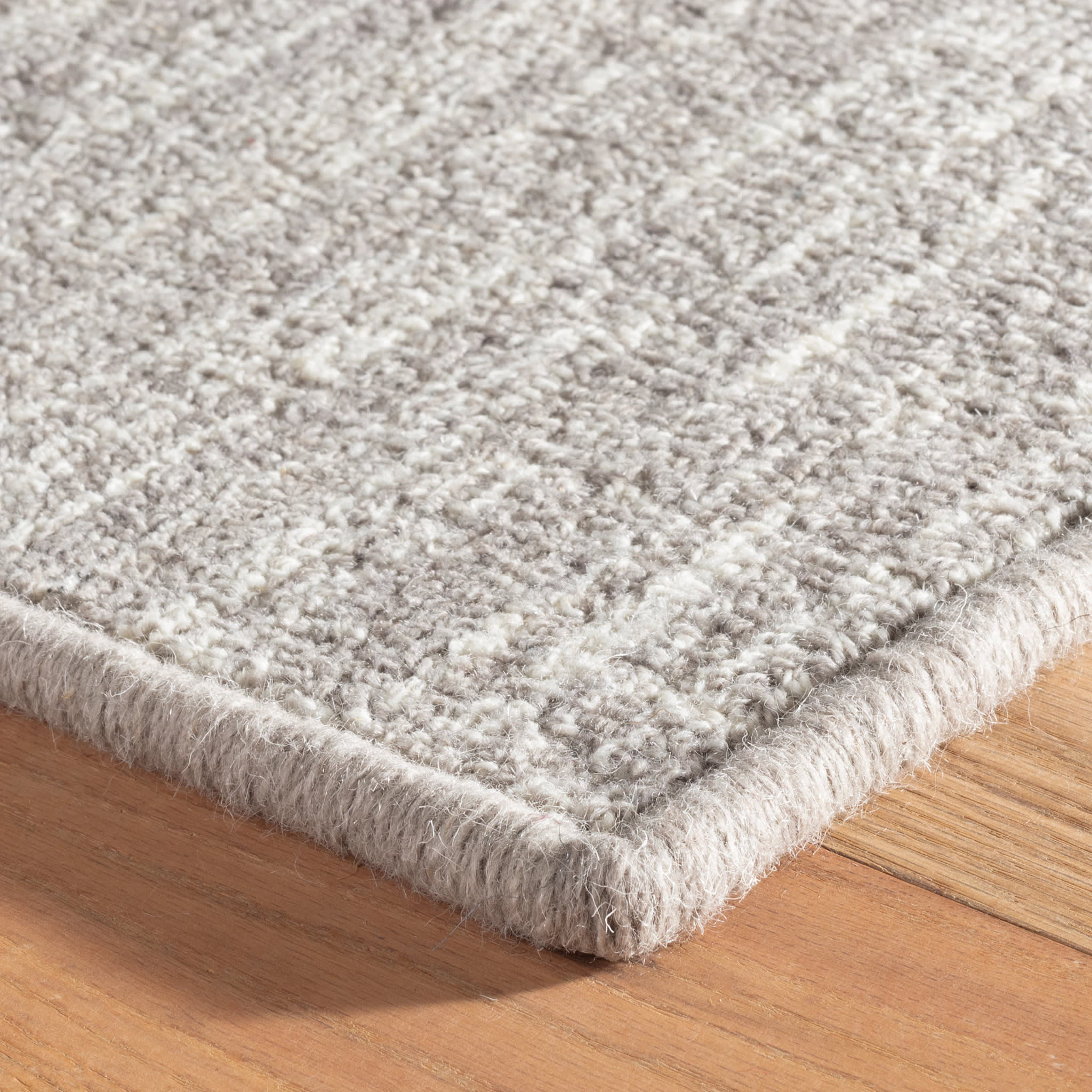 Crosshatch Hand Micro Hooked Wool Custom Rug | Dove Grey - Image 3