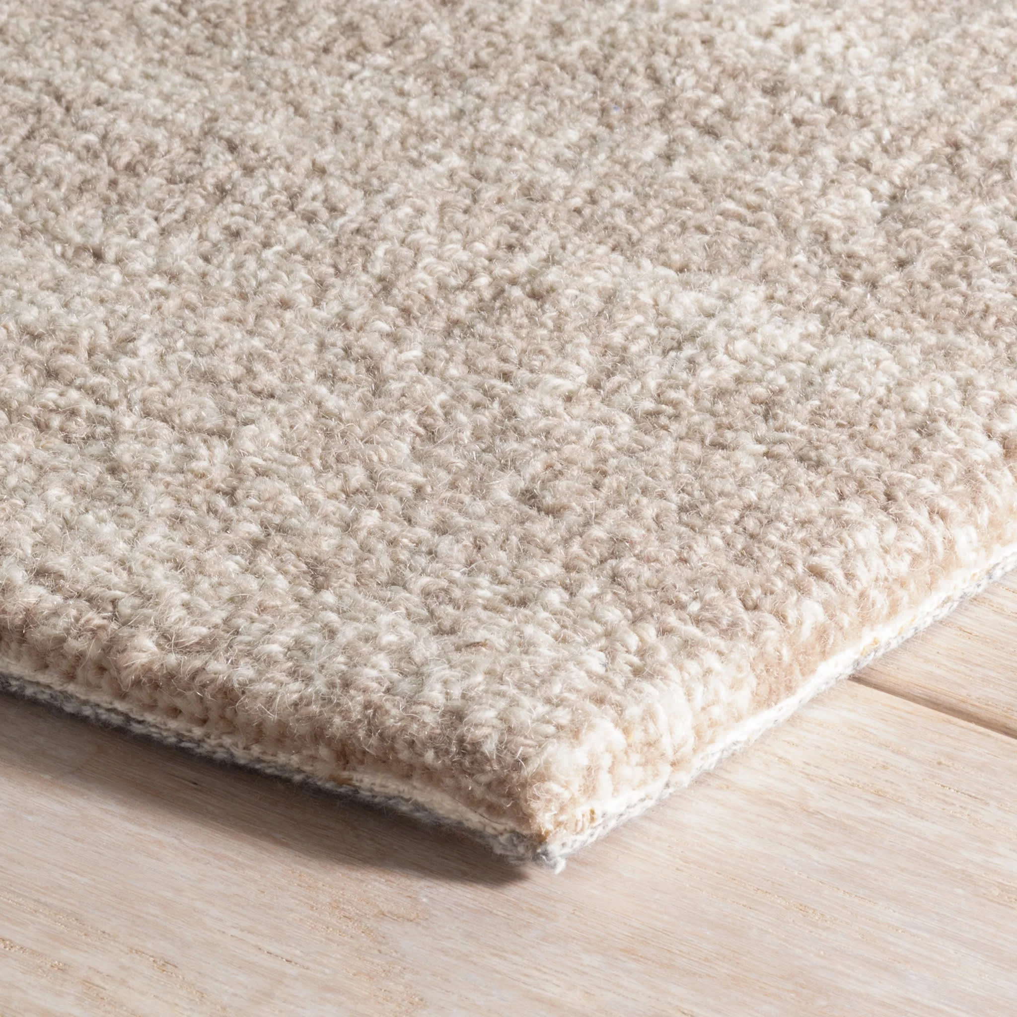 Crosshatch Hand Micro Hooked Wool Rug | Sand - Image 3