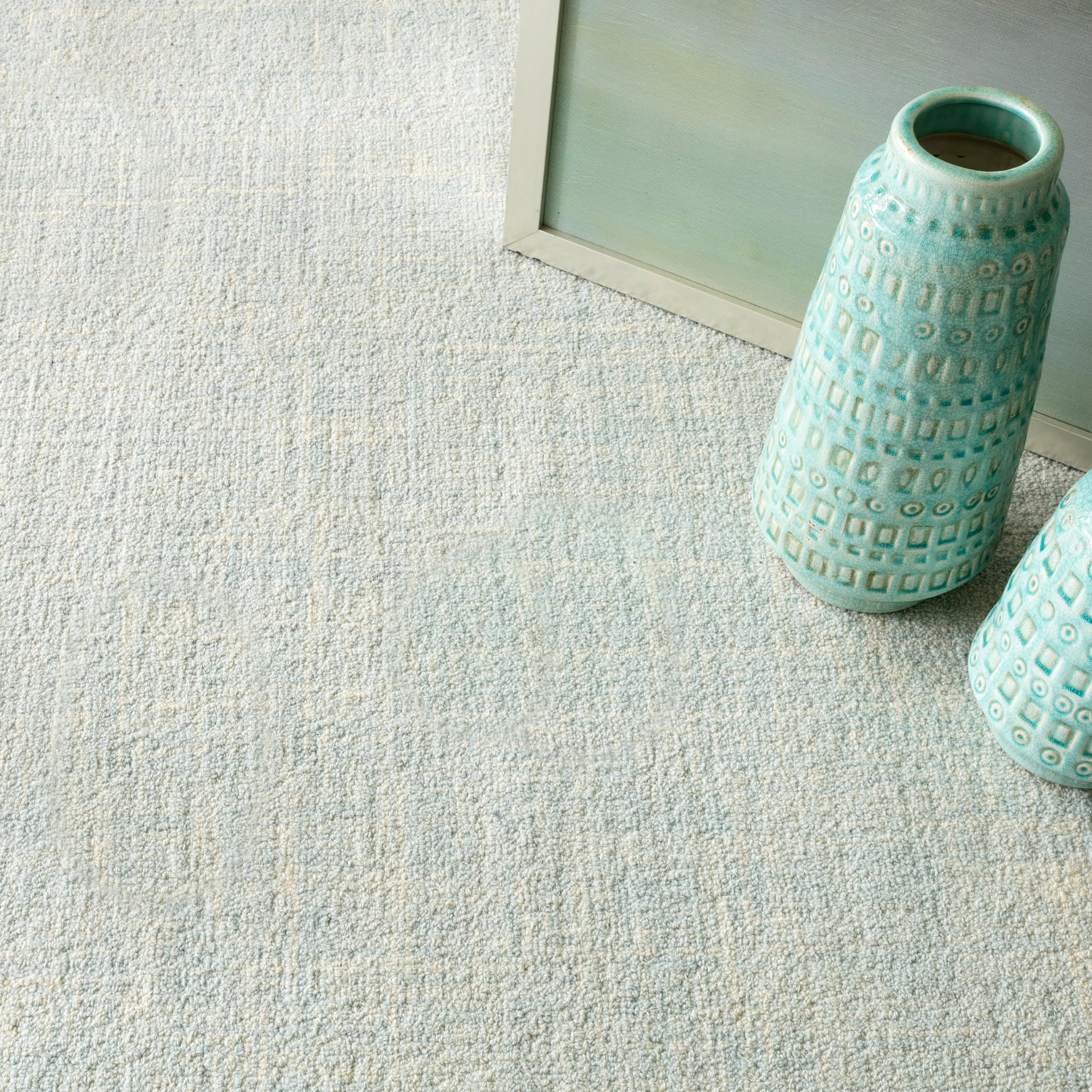 Crosshatch Hand Micro Hooked Wool Custom Rug | Sky - Image 3